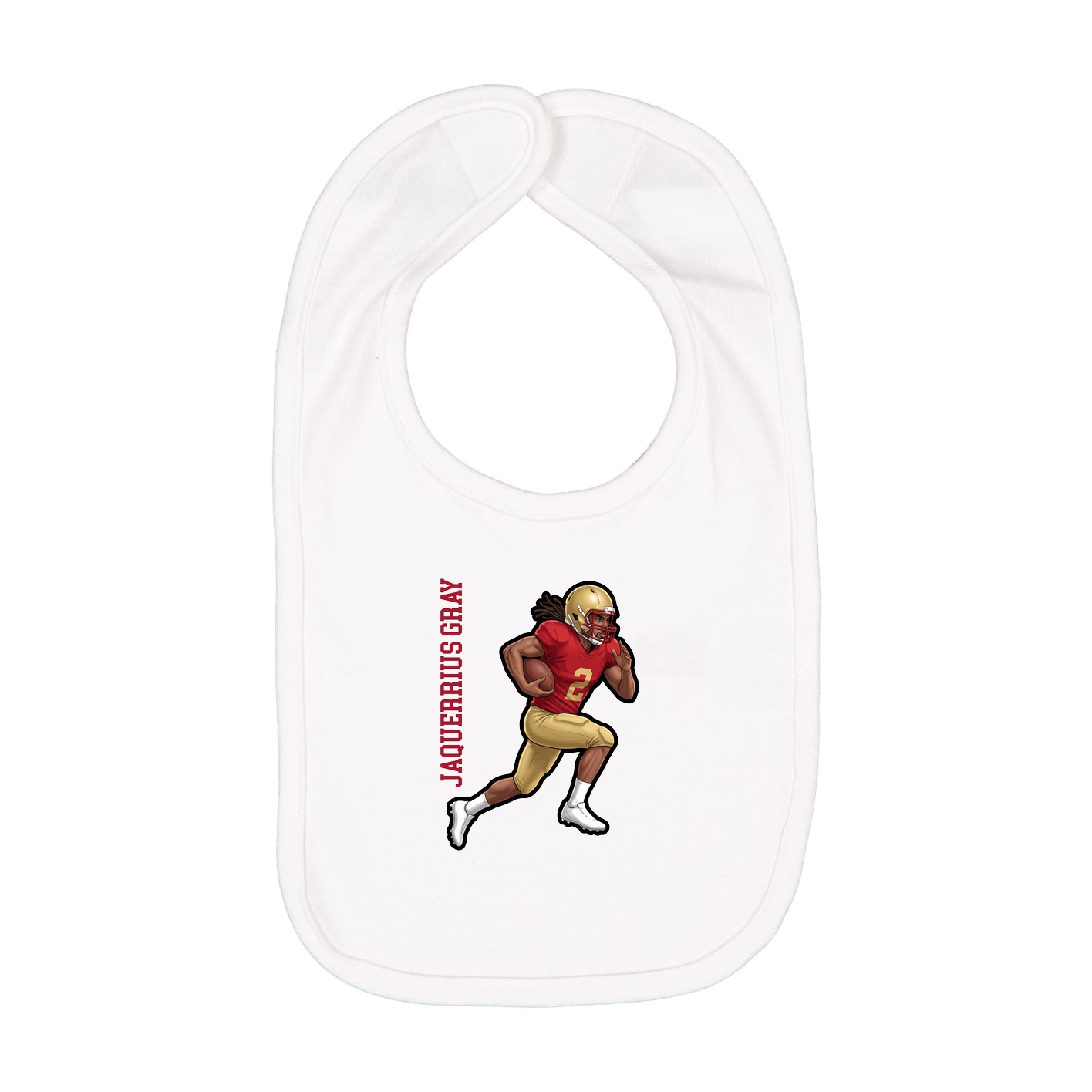 Infant Bib — Name Vertical in White