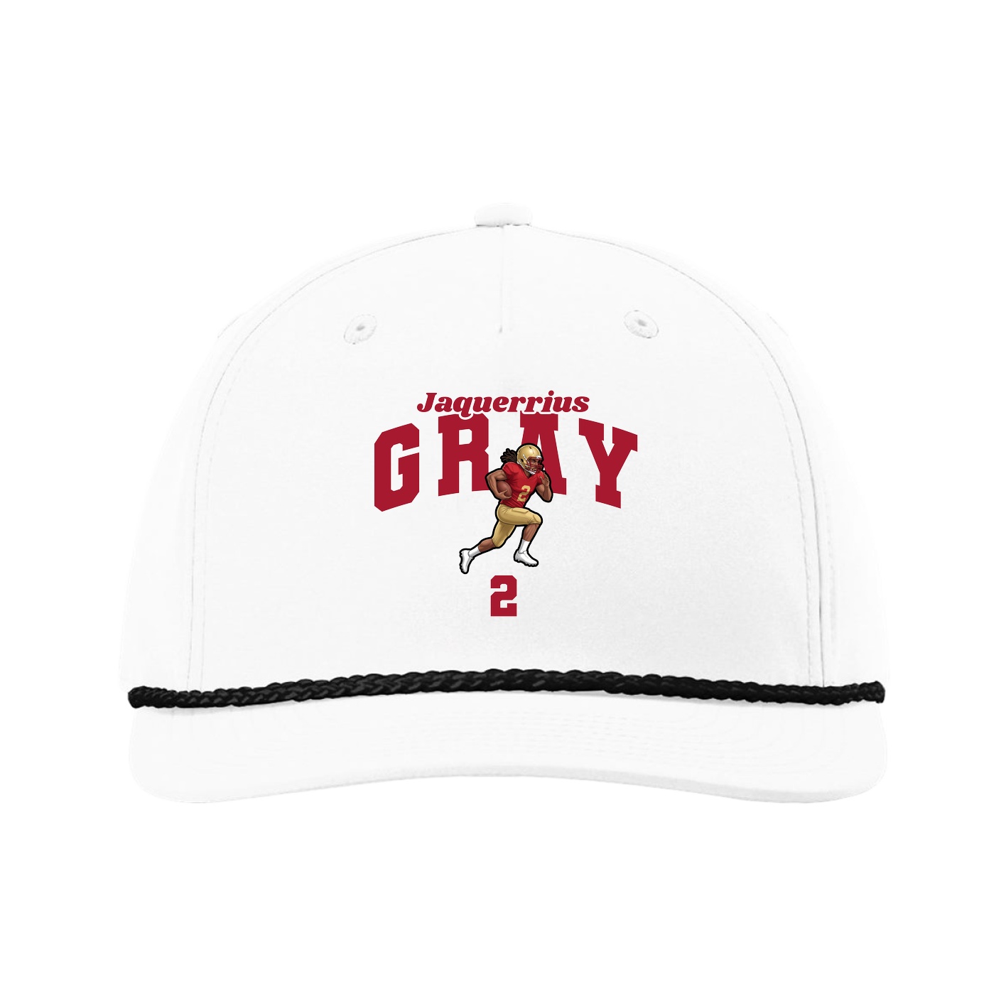 Five-Panel Classic Rope Cap — Signature Arch in White