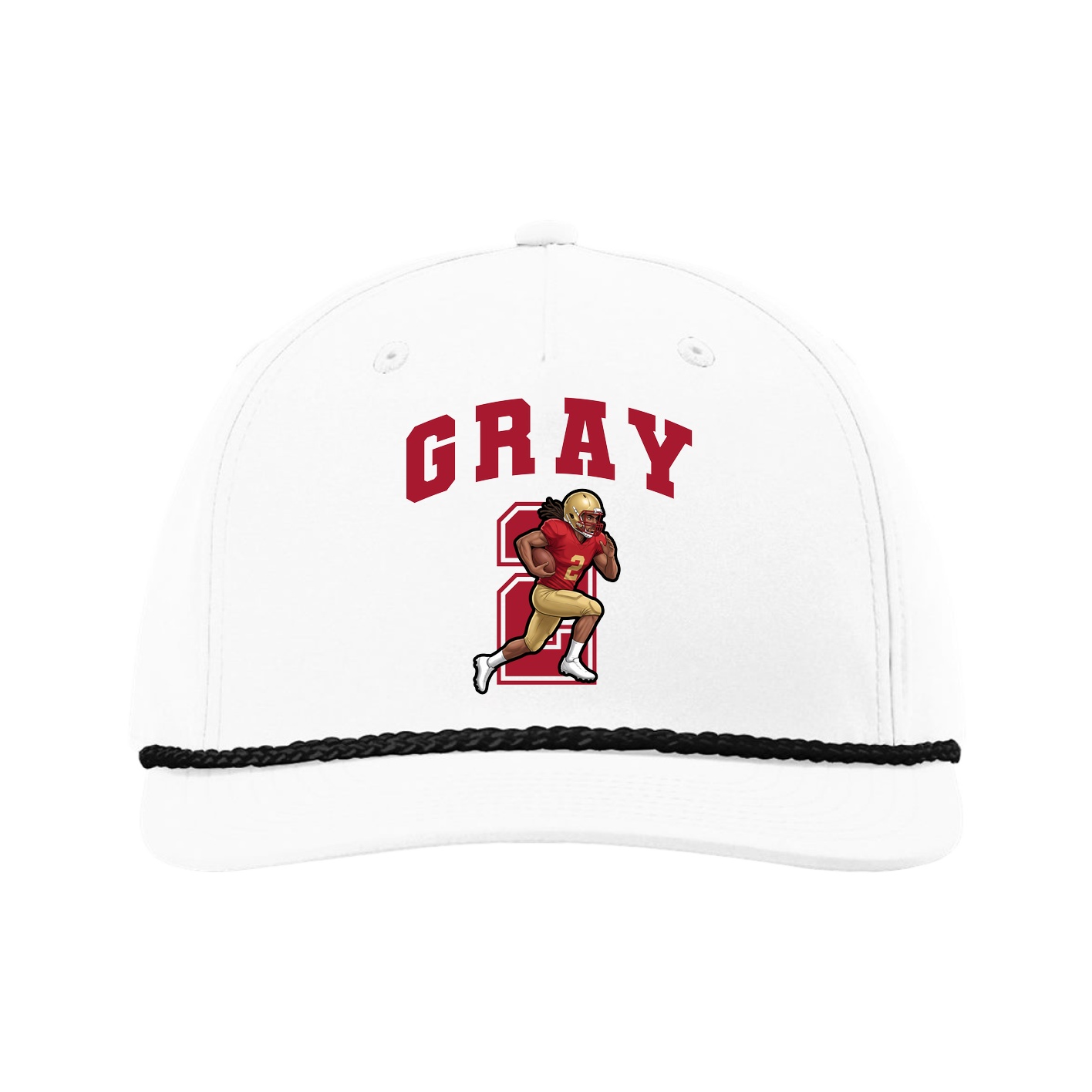 Five-Panel Classic Rope Cap — Number in White