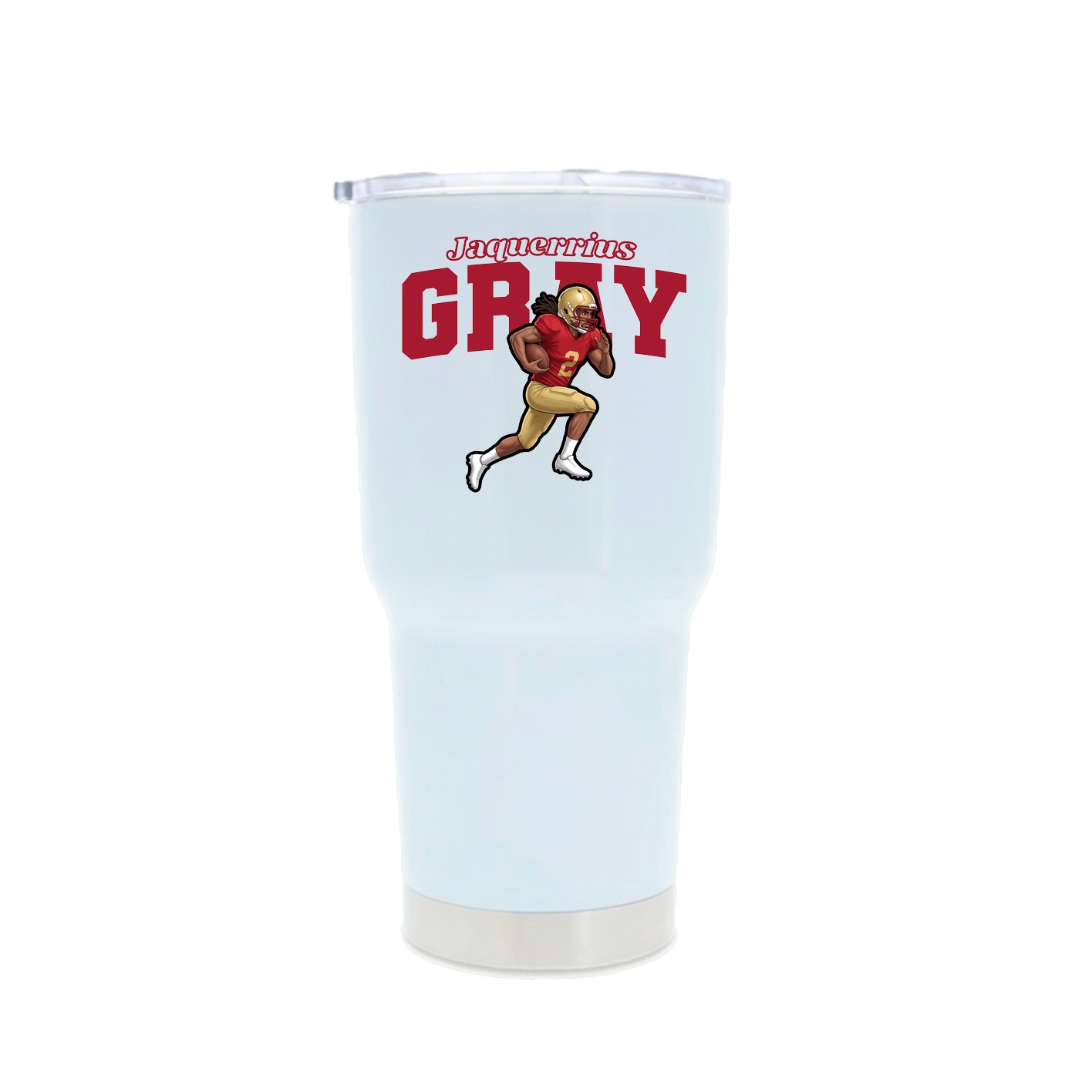 30oz Stainless Steel Tumbler — Name Arch in White