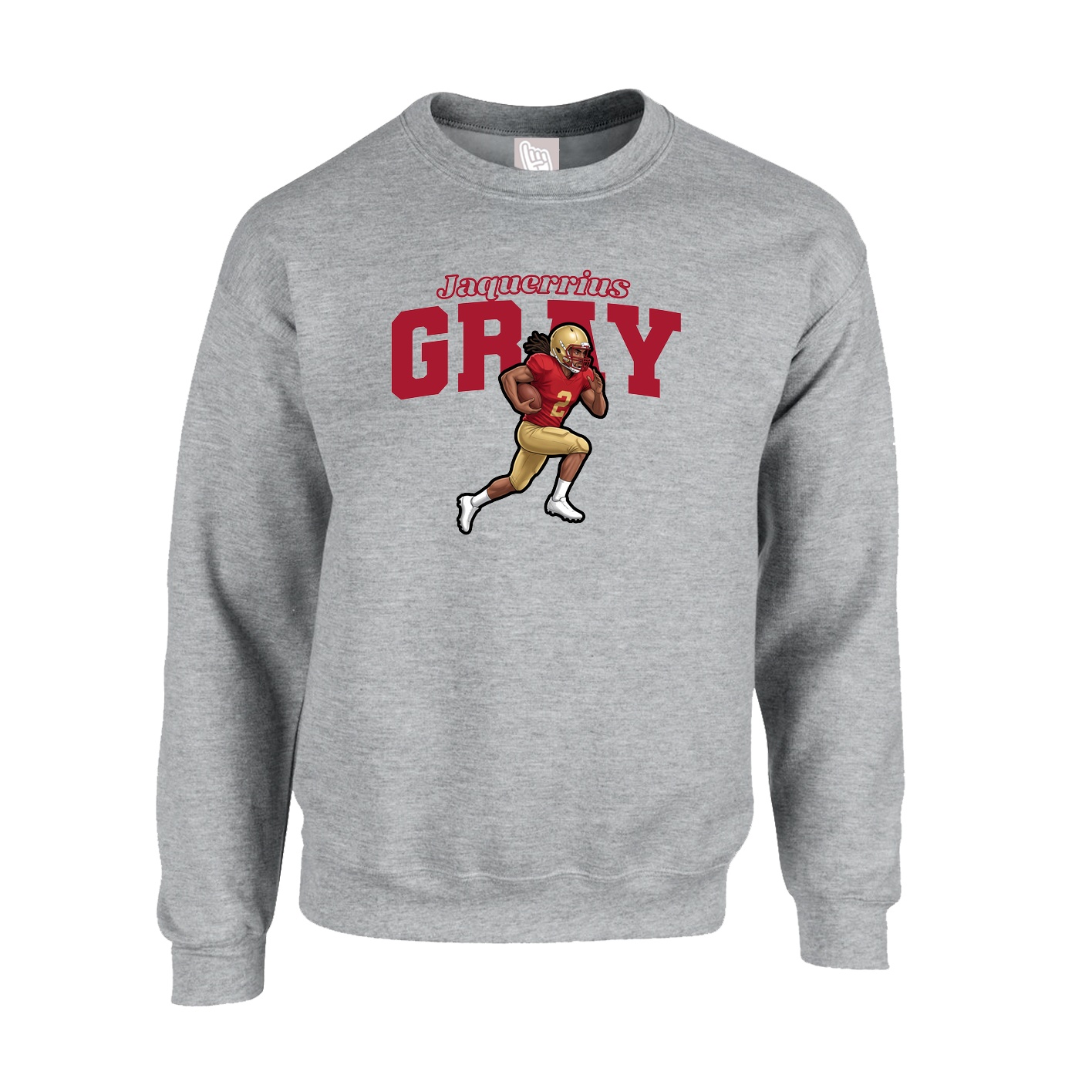 Fleece Crew — Name Arch in Grey