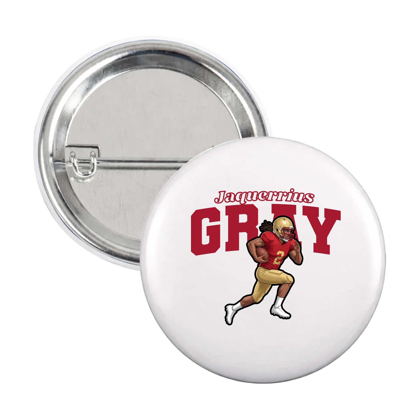 Game Day Button — Name Arch in White