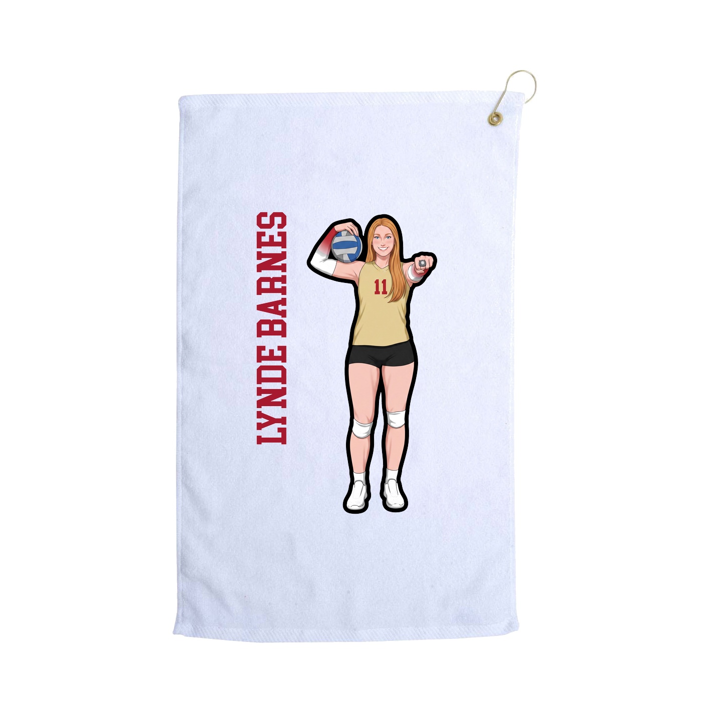 Golf Towel — Name Vertical in White