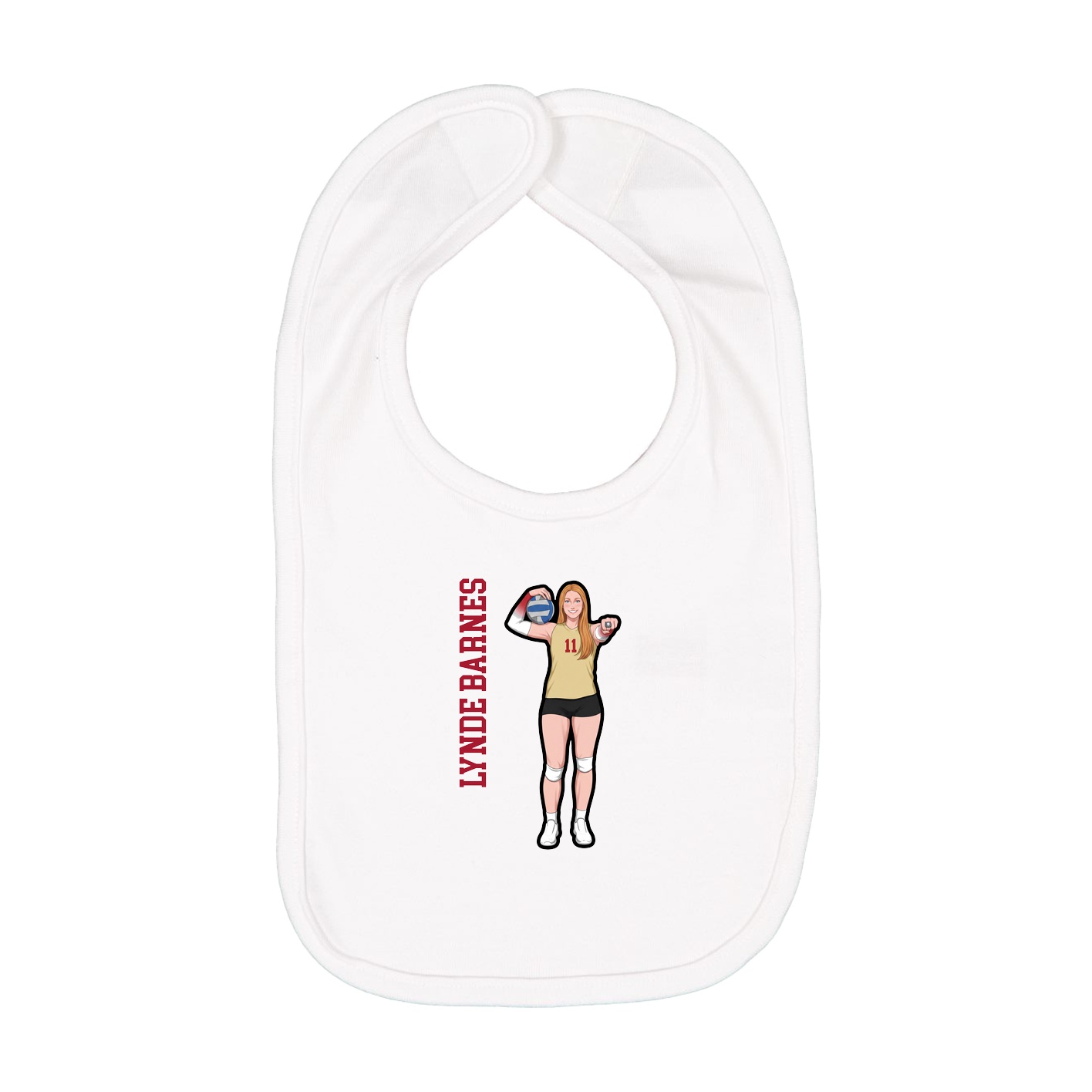 Infant Bib — Name Vertical in White