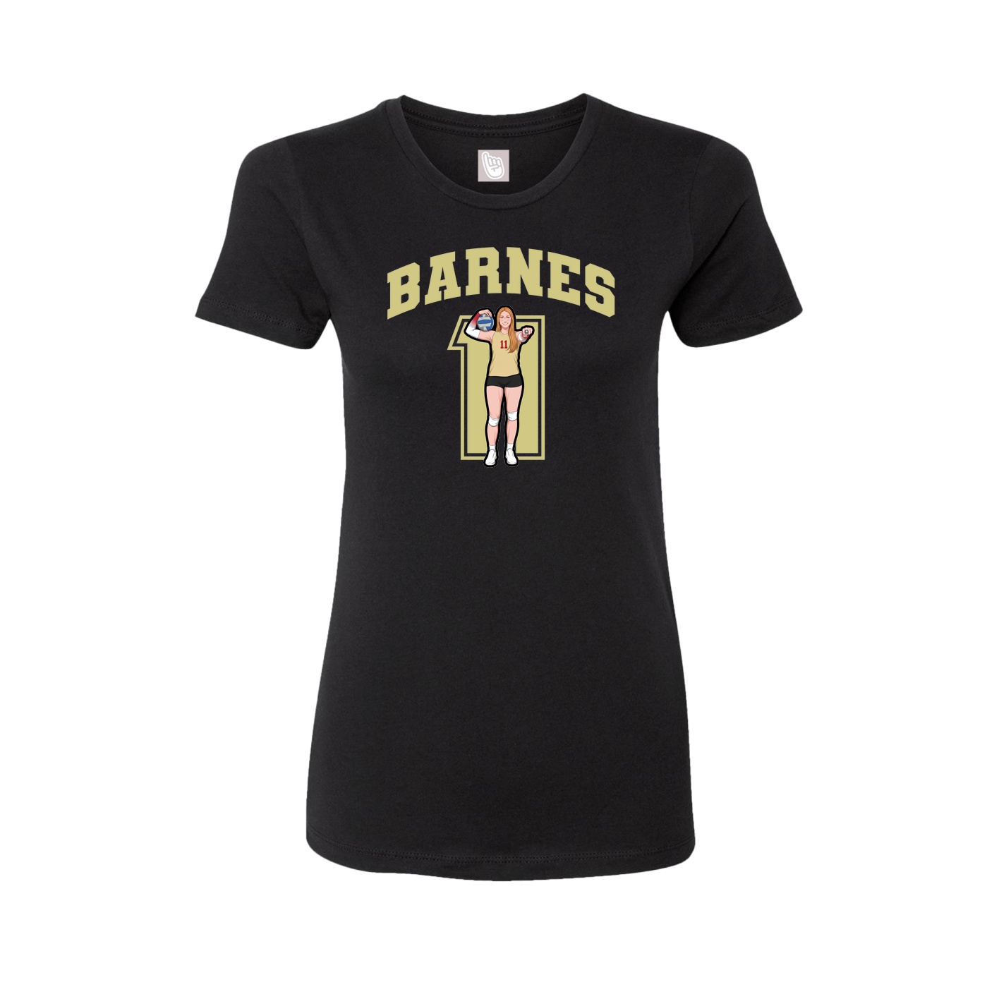 Fitted Women's Tee — Number in Black
