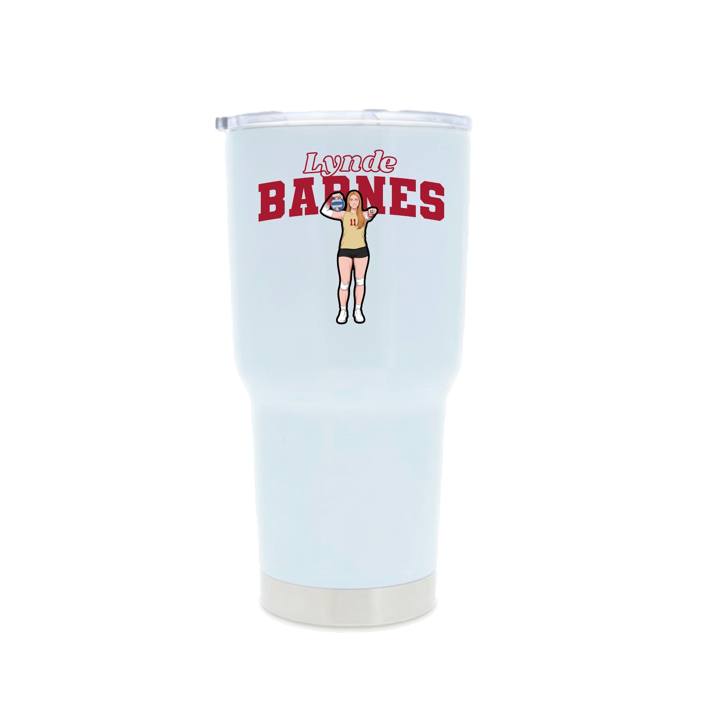 30oz Stainless Steel Tumbler — Name Arch in White