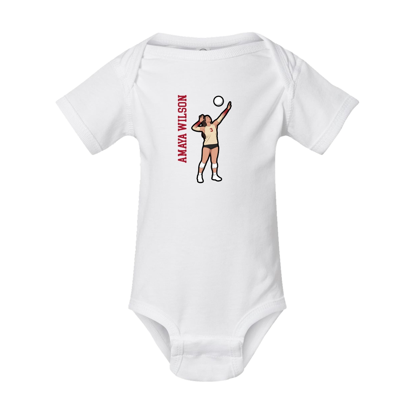 Baby Onesie — Name Vertical in White