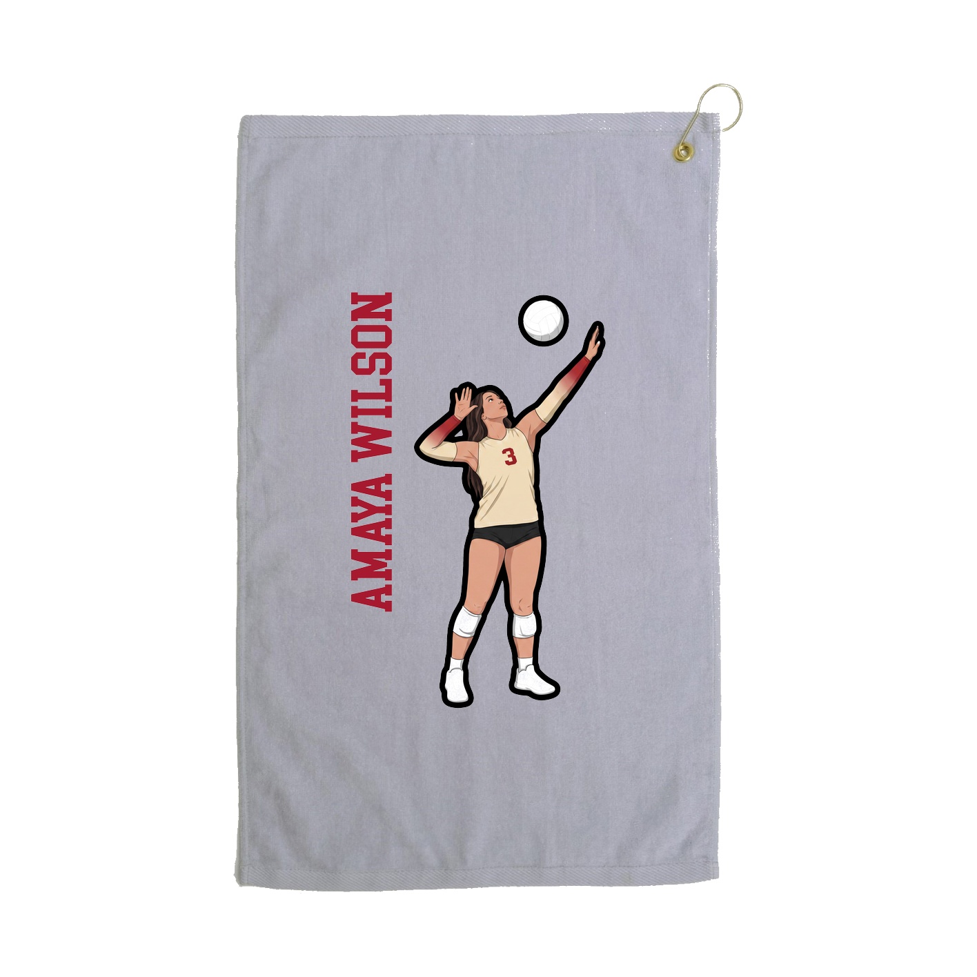 Golf Towel — Name Vertical in Grey