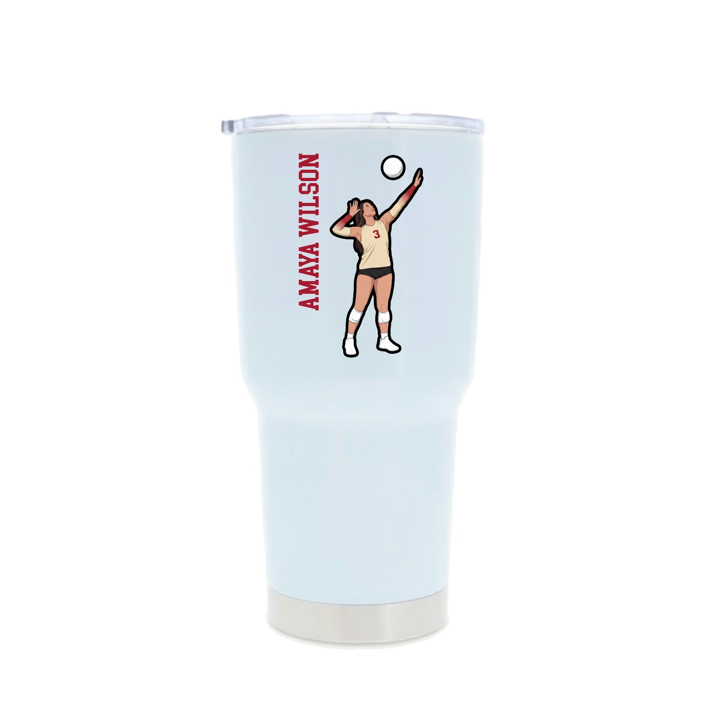 30oz Stainless Steel Tumbler — Name Vertical in White