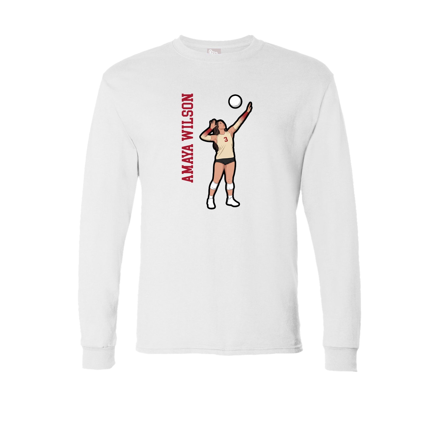 Long Sleeve Tee — Name Vertical in White