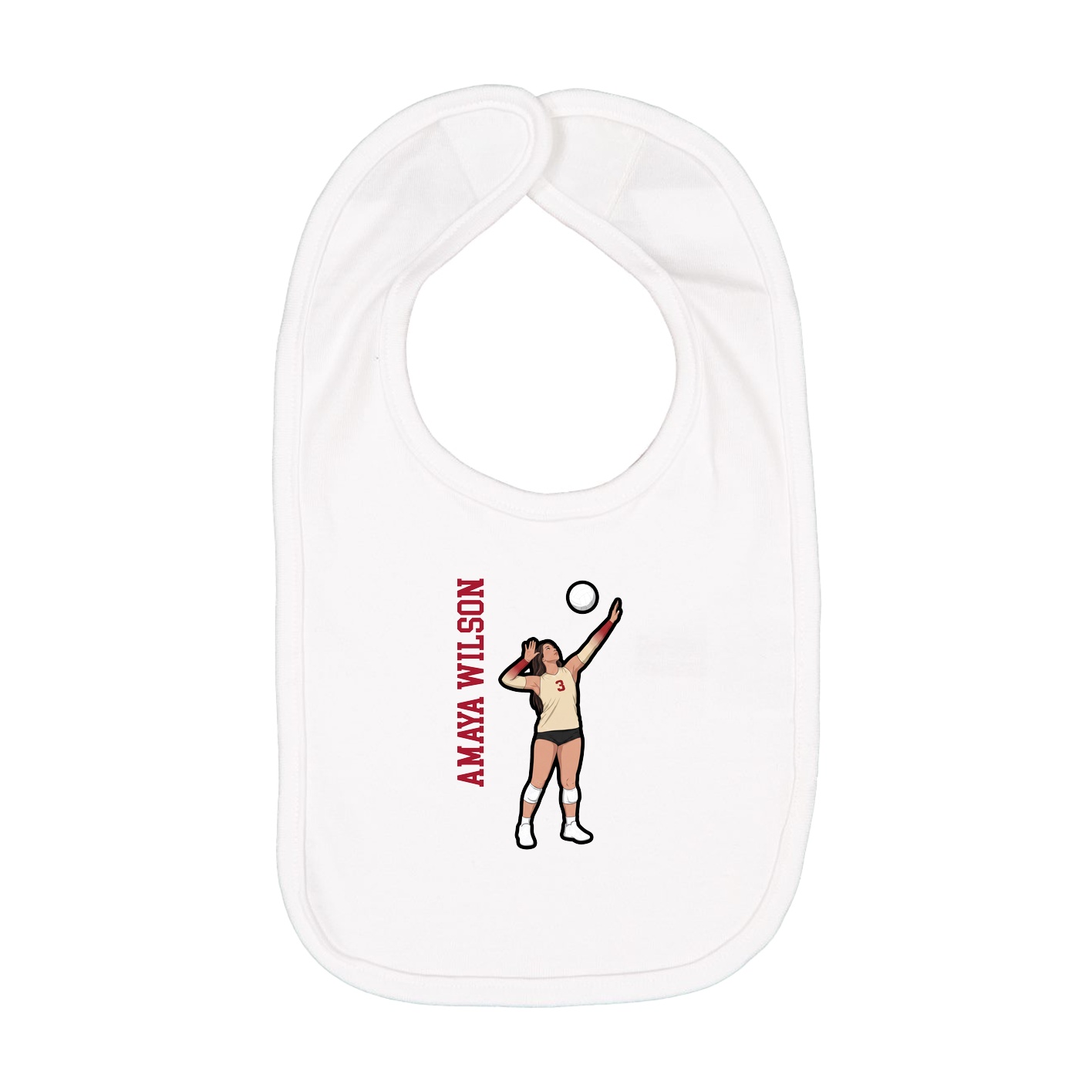 Infant Bib — Name Vertical in White