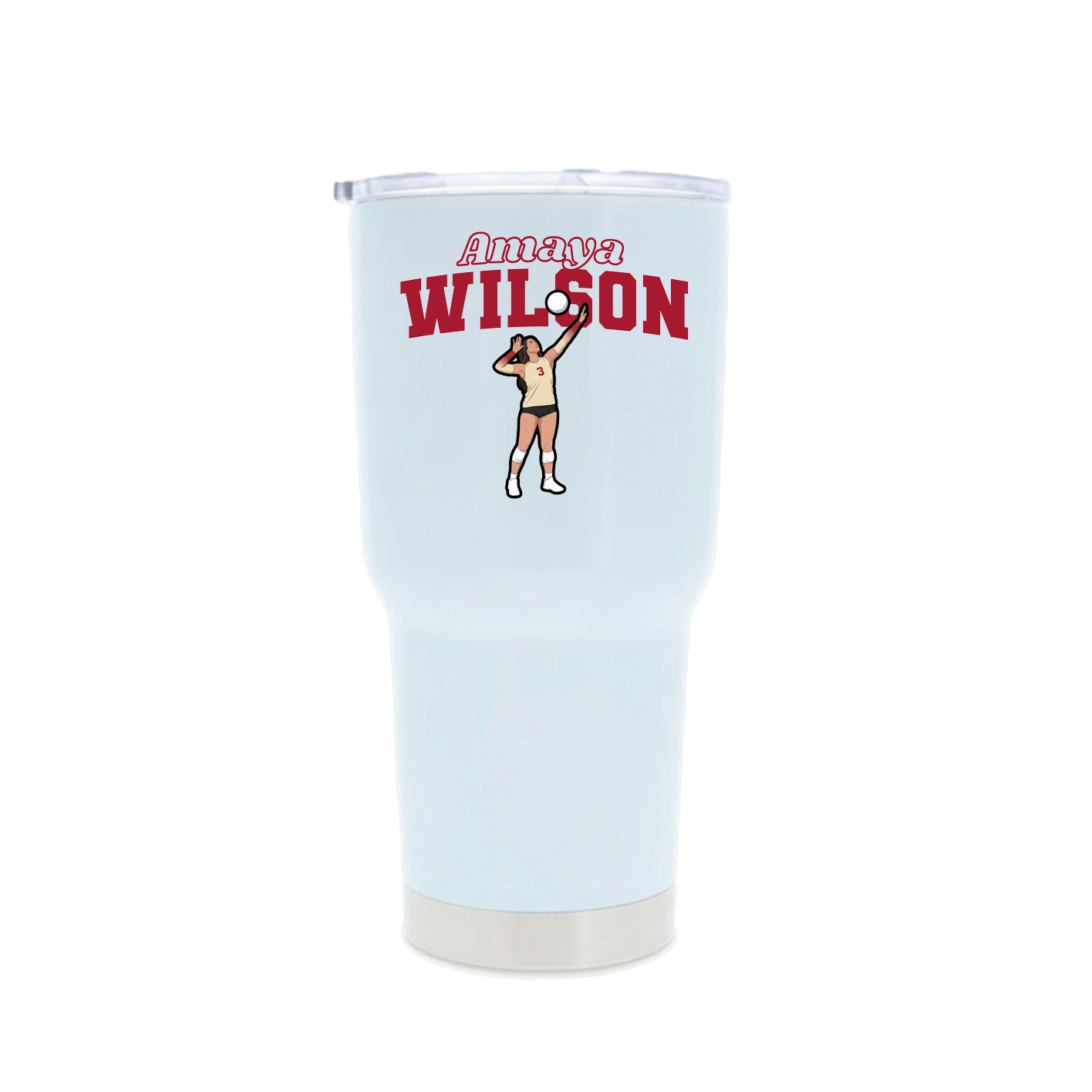 30oz Stainless Steel Tumbler — Name Arch in White