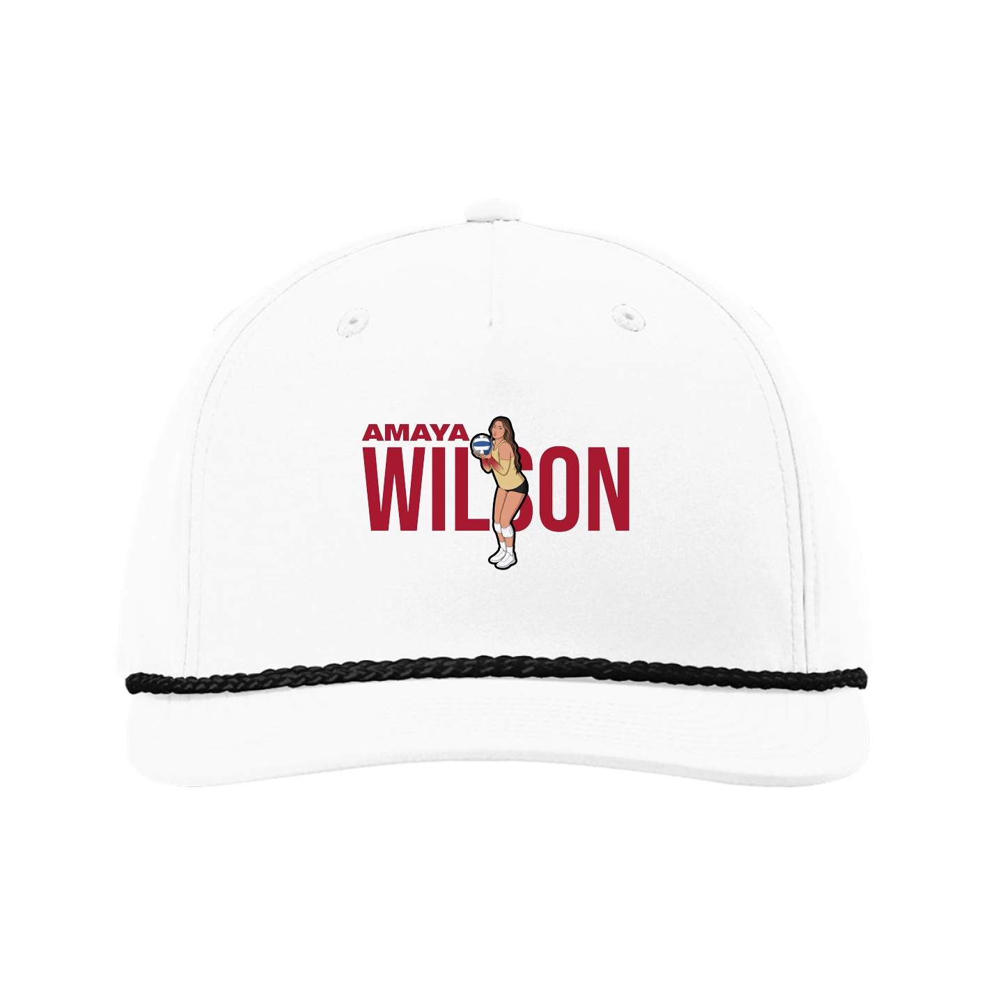 Five-Panel Classic Rope Cap — Player Name in White