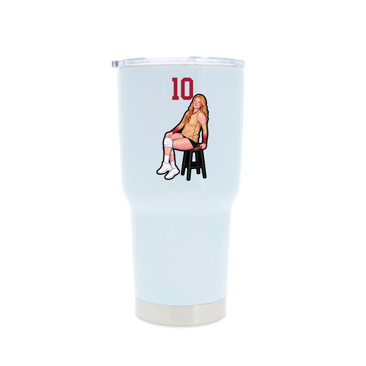 30oz Stainless Steel Tumbler — Number Top in White