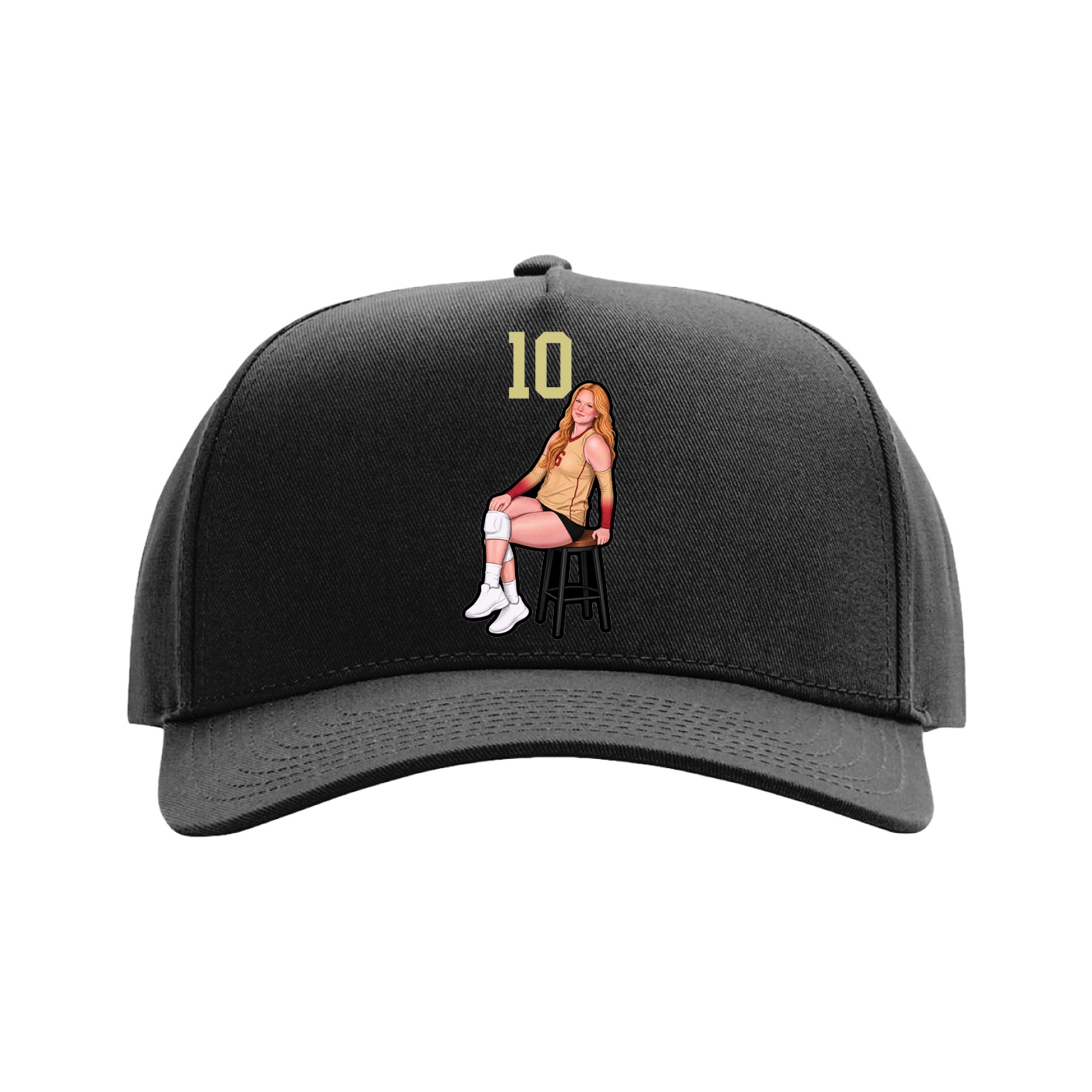 Full Fabric Five-Panel Champ Cap — Number Top in Black