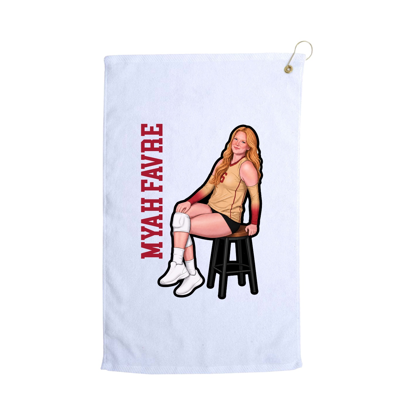 Golf Towel — Name Vertical in White
