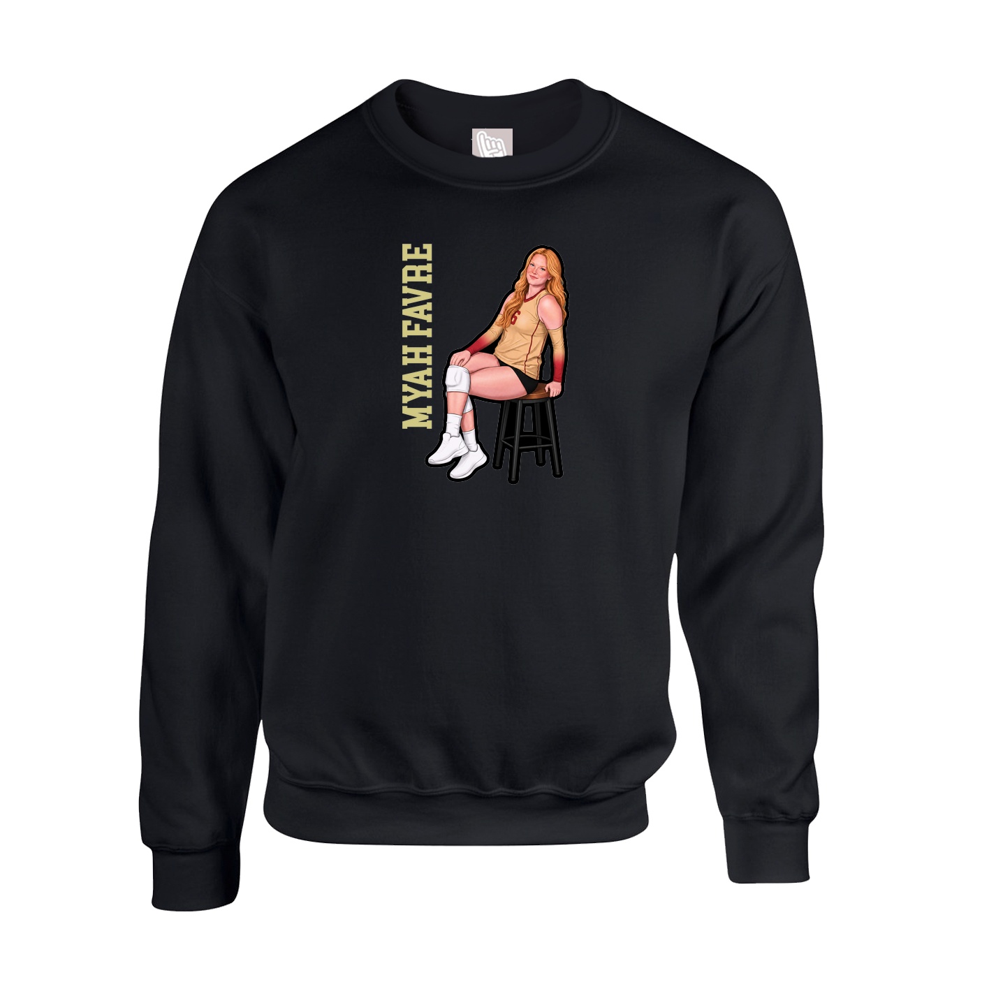 Fleece Crew — Name Vertical in Black