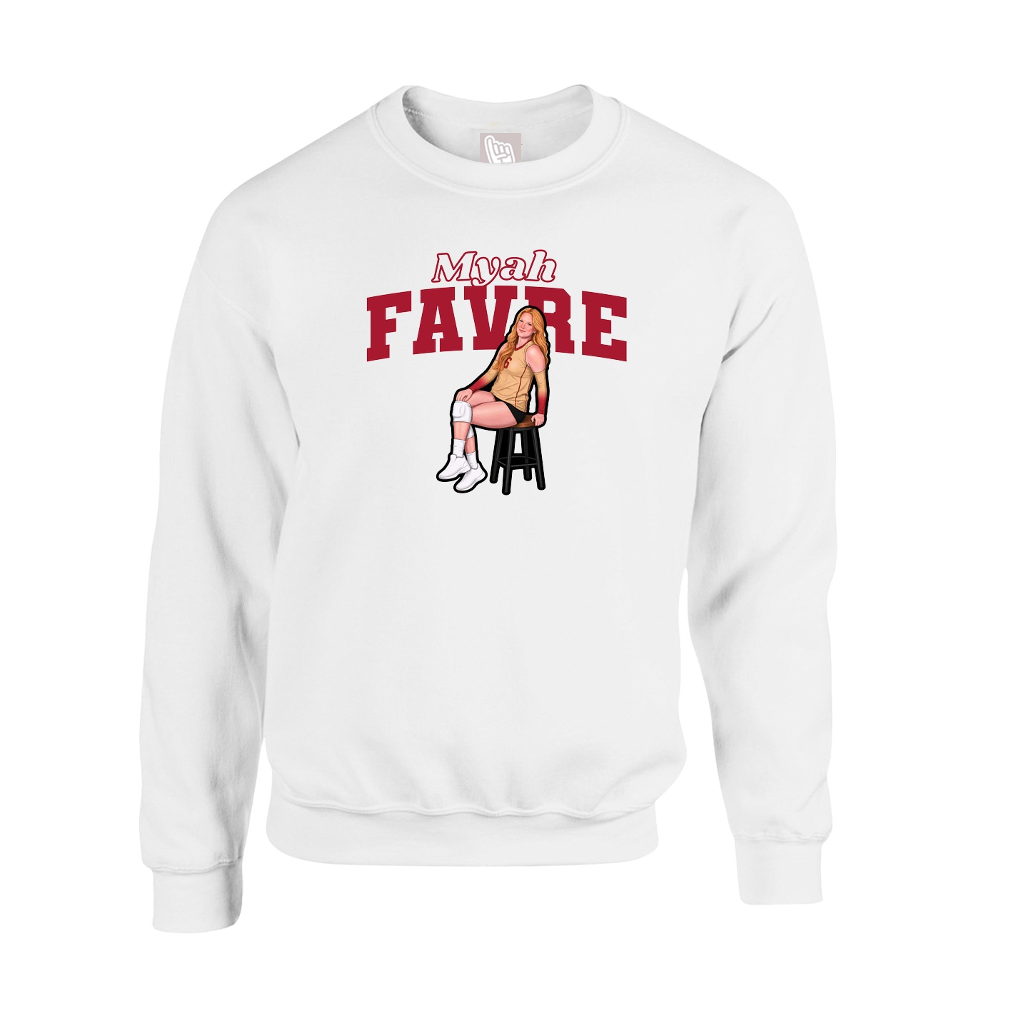 Fleece Crew — Name Arch in White