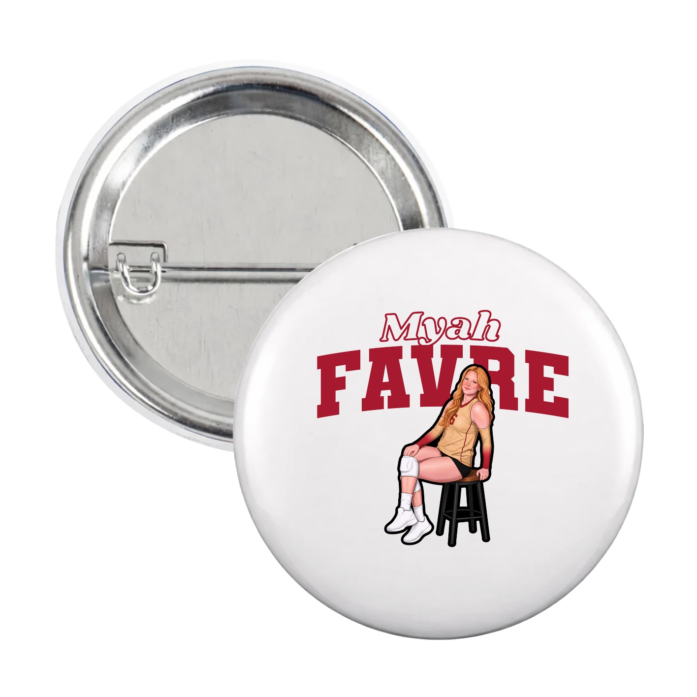 Game Day Button — Name Arch in White