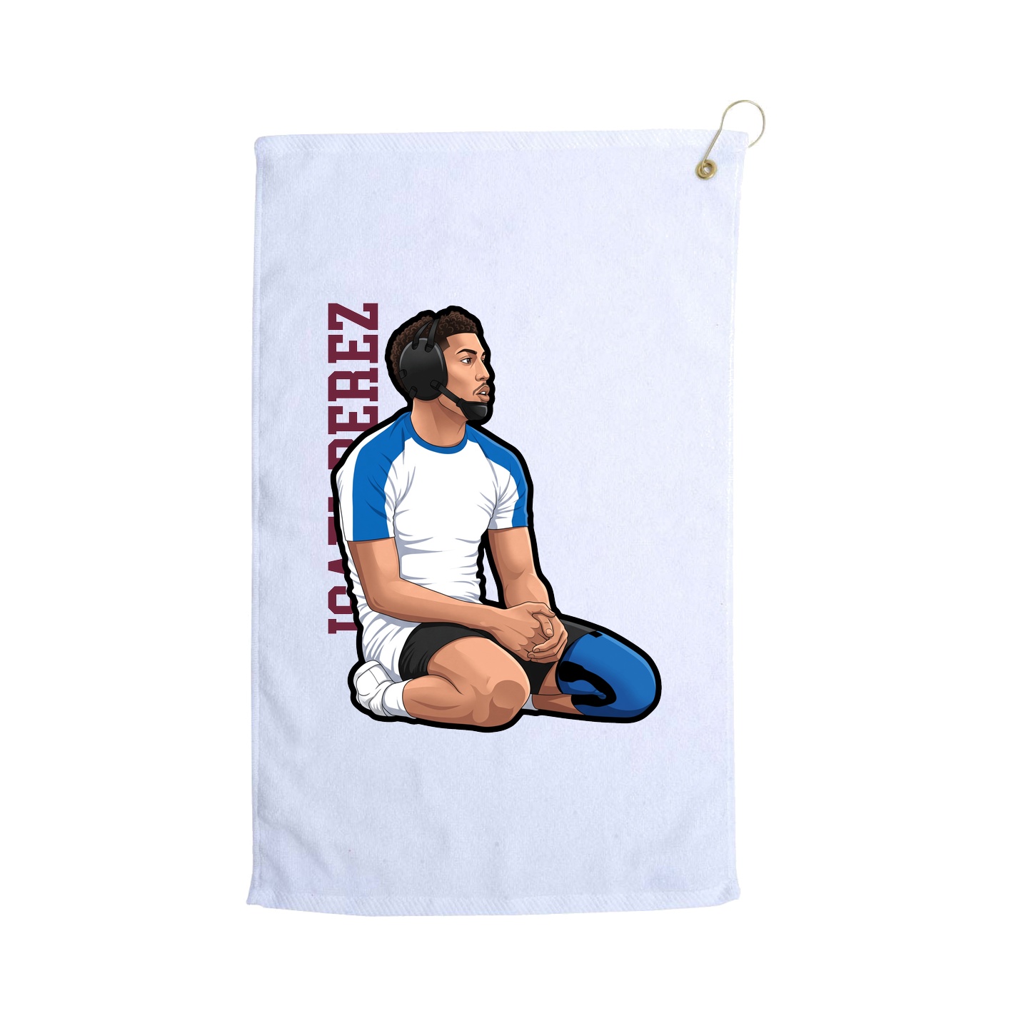 Golf Towel — Name Vertical in White