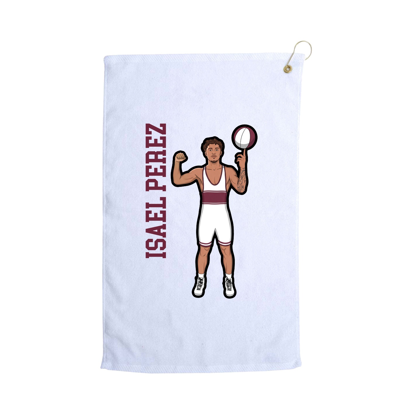 Golf Towel — Name Vertical in White