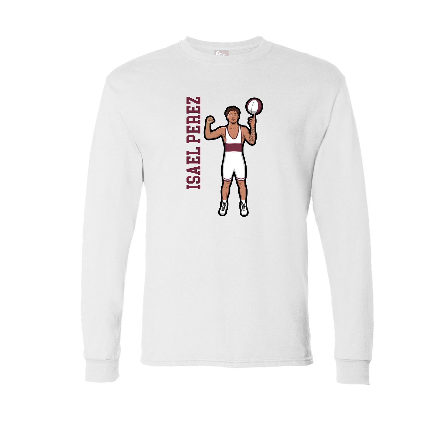 Long Sleeve Tee — Name Vertical in White