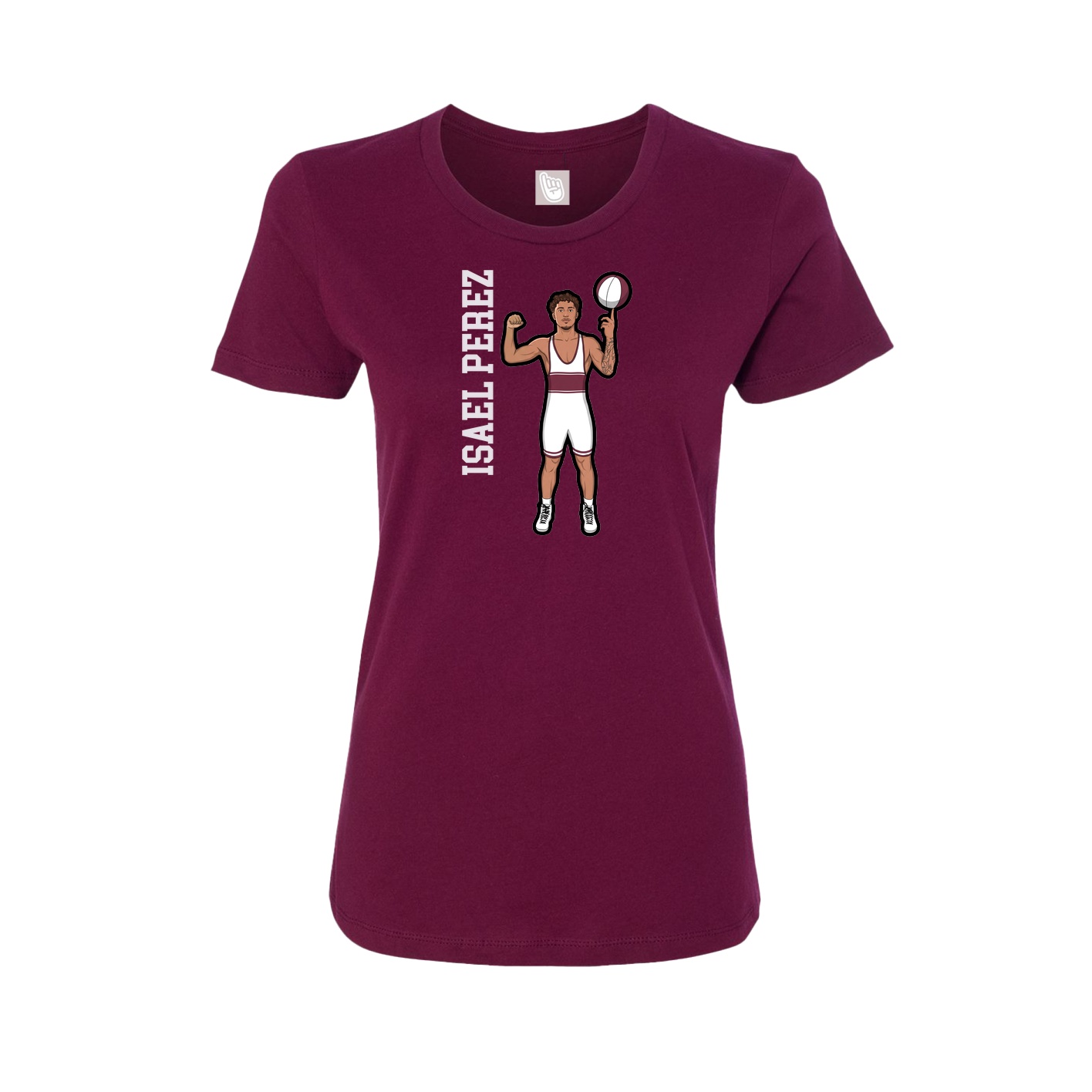 Fitted Women's Tee — Name Vertical in Maroon