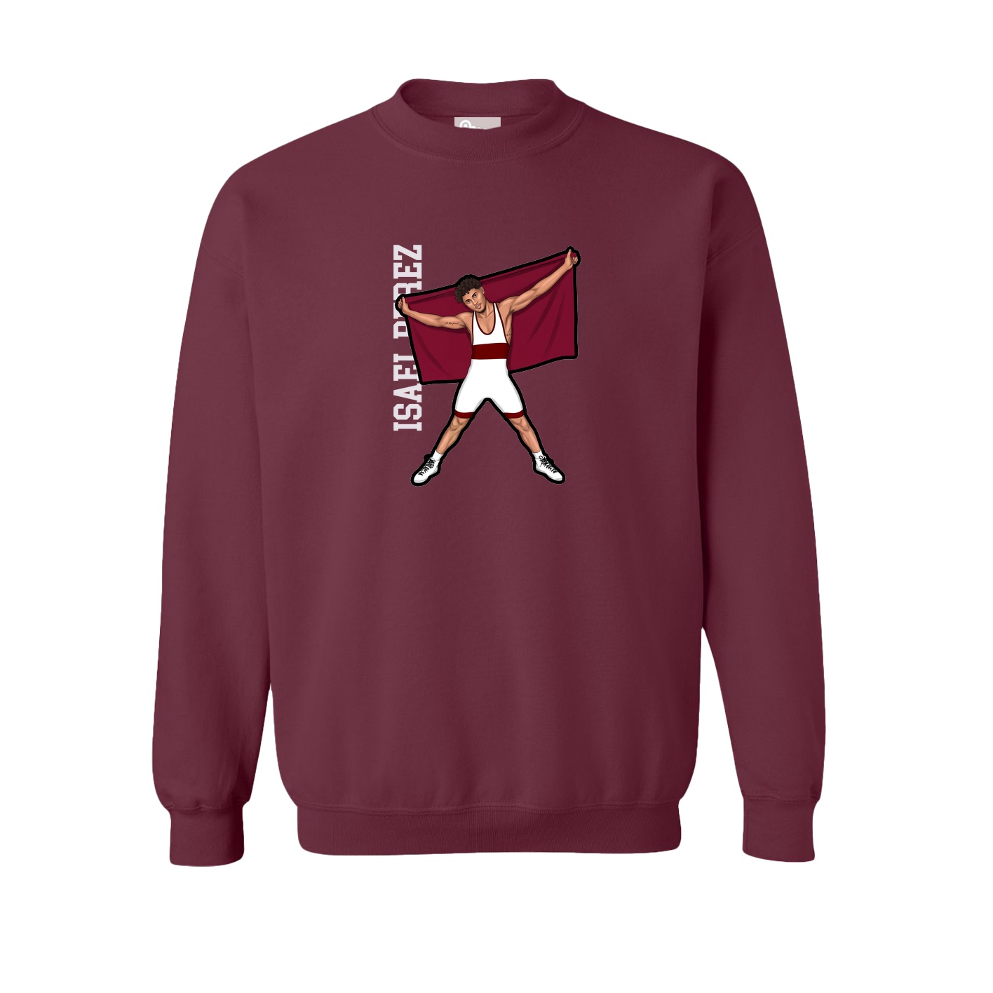 Fleece Crew — Name Vertical in Maroon