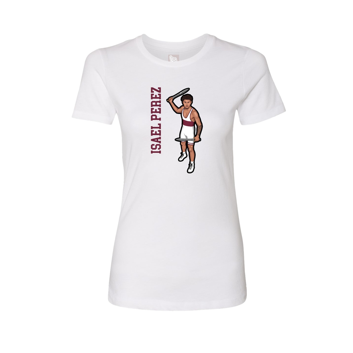 Fitted Women's Tee — Name Vertical in White
