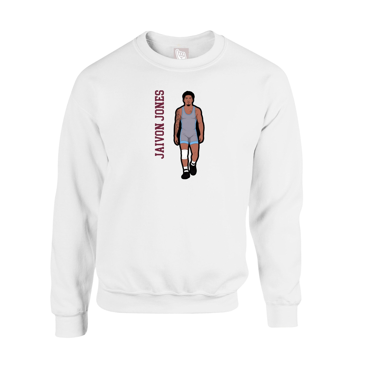 Fleece Crew — Name Vertical in White