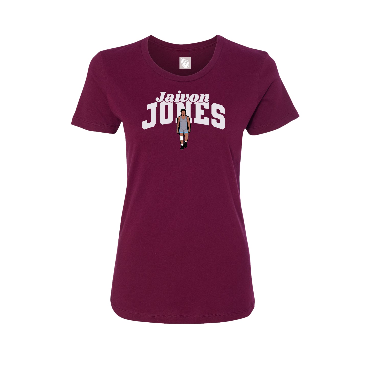 Fitted Women's Tee — Signature Arch in Maroon