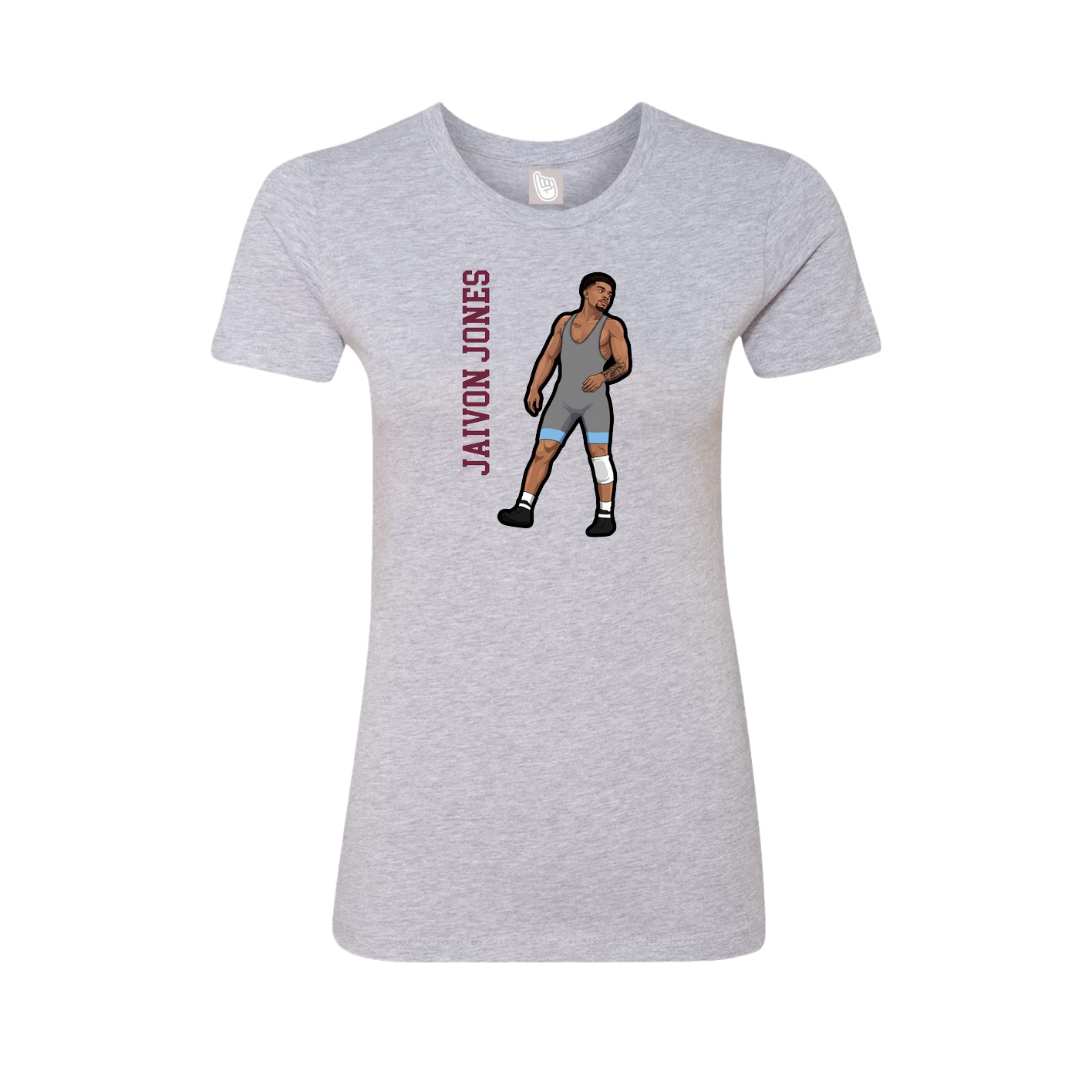 Fitted Women's Tee — Name Vertical in Grey