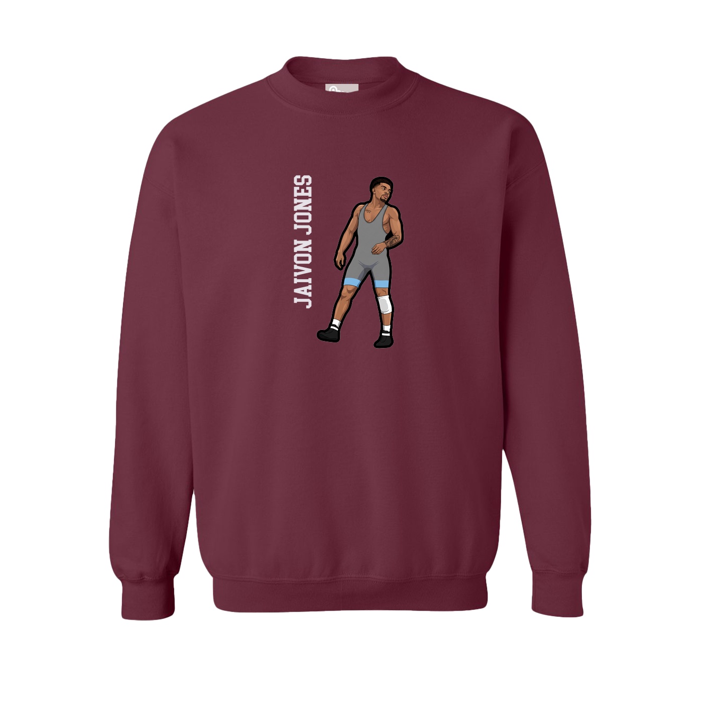 Fleece Crew — Name Vertical in Maroon