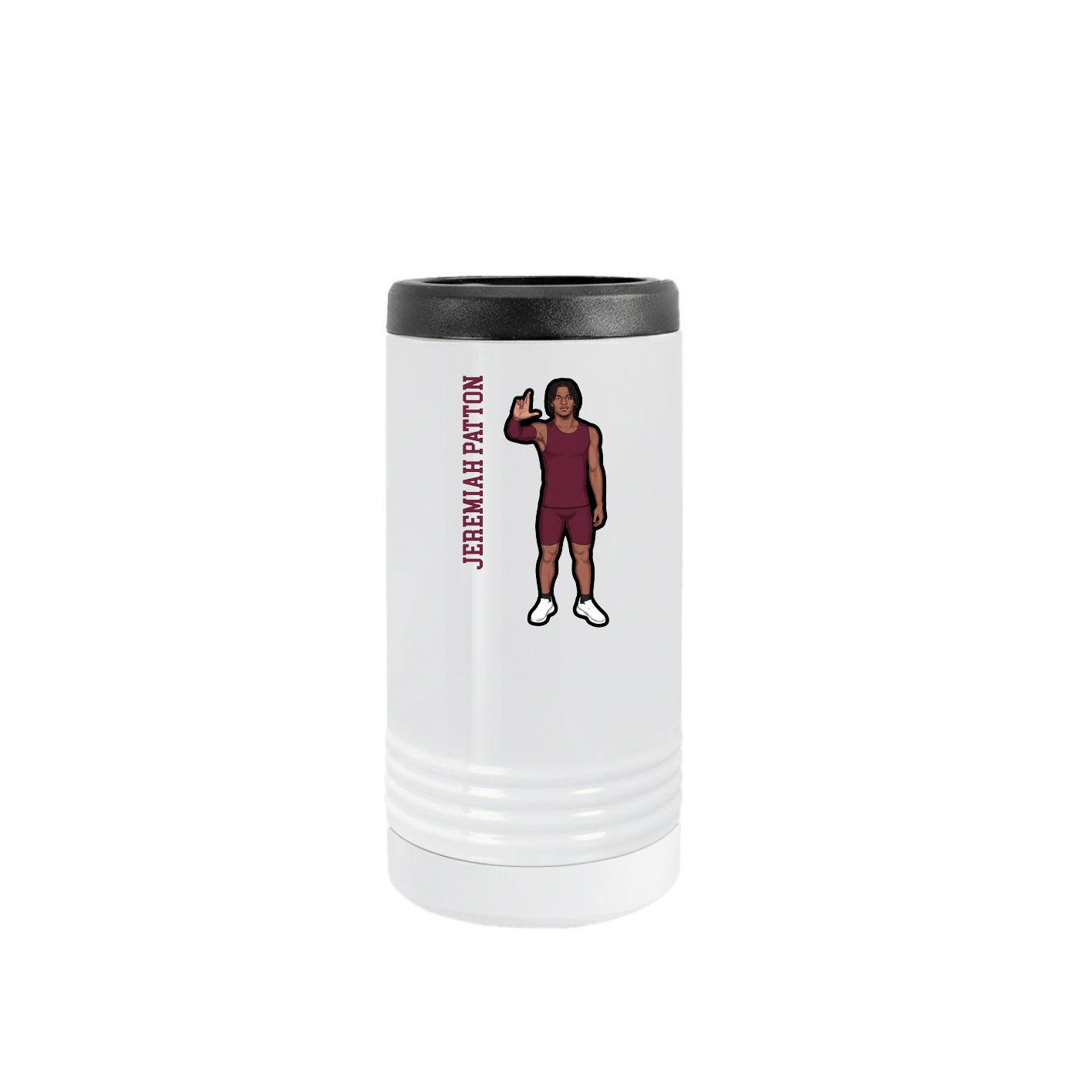 Slim Beverage Holder — Name Vertical in White