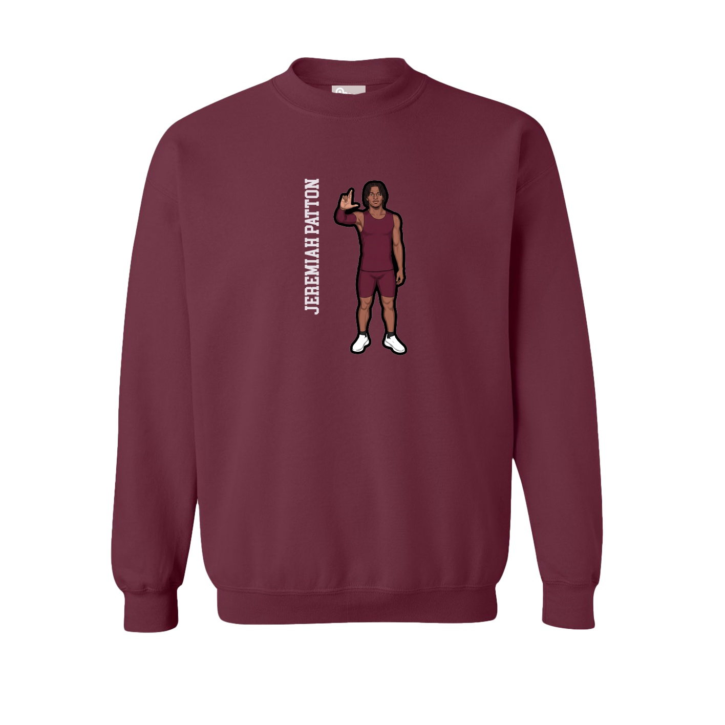 Fleece Crew — Name Vertical in Maroon