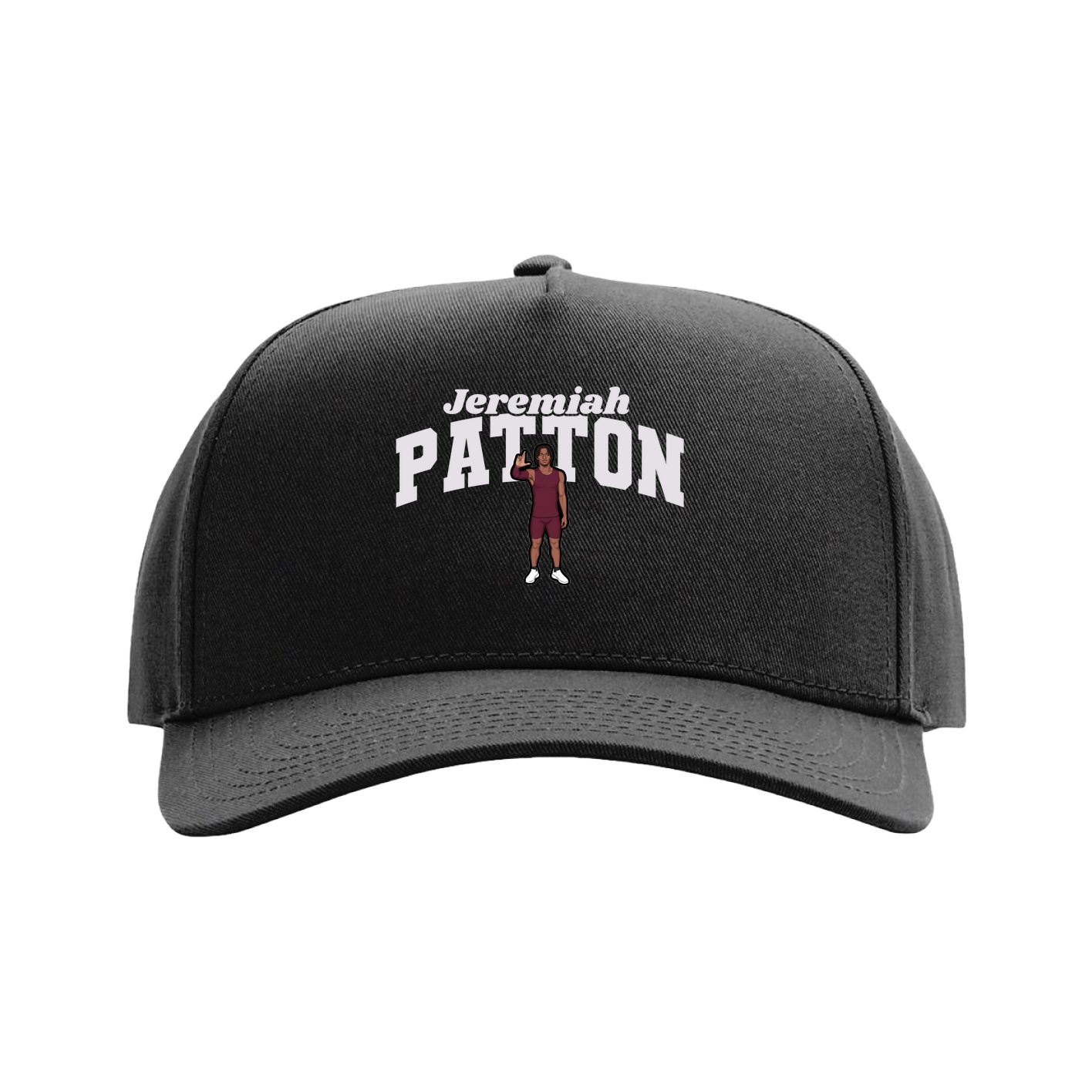 Full Fabric Five-Panel Champ Cap — Signature Arch in Black