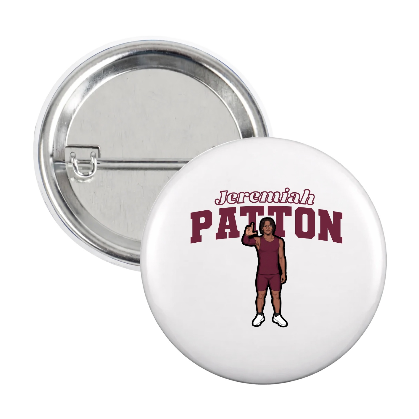 Game Day Button — Name Arch in White