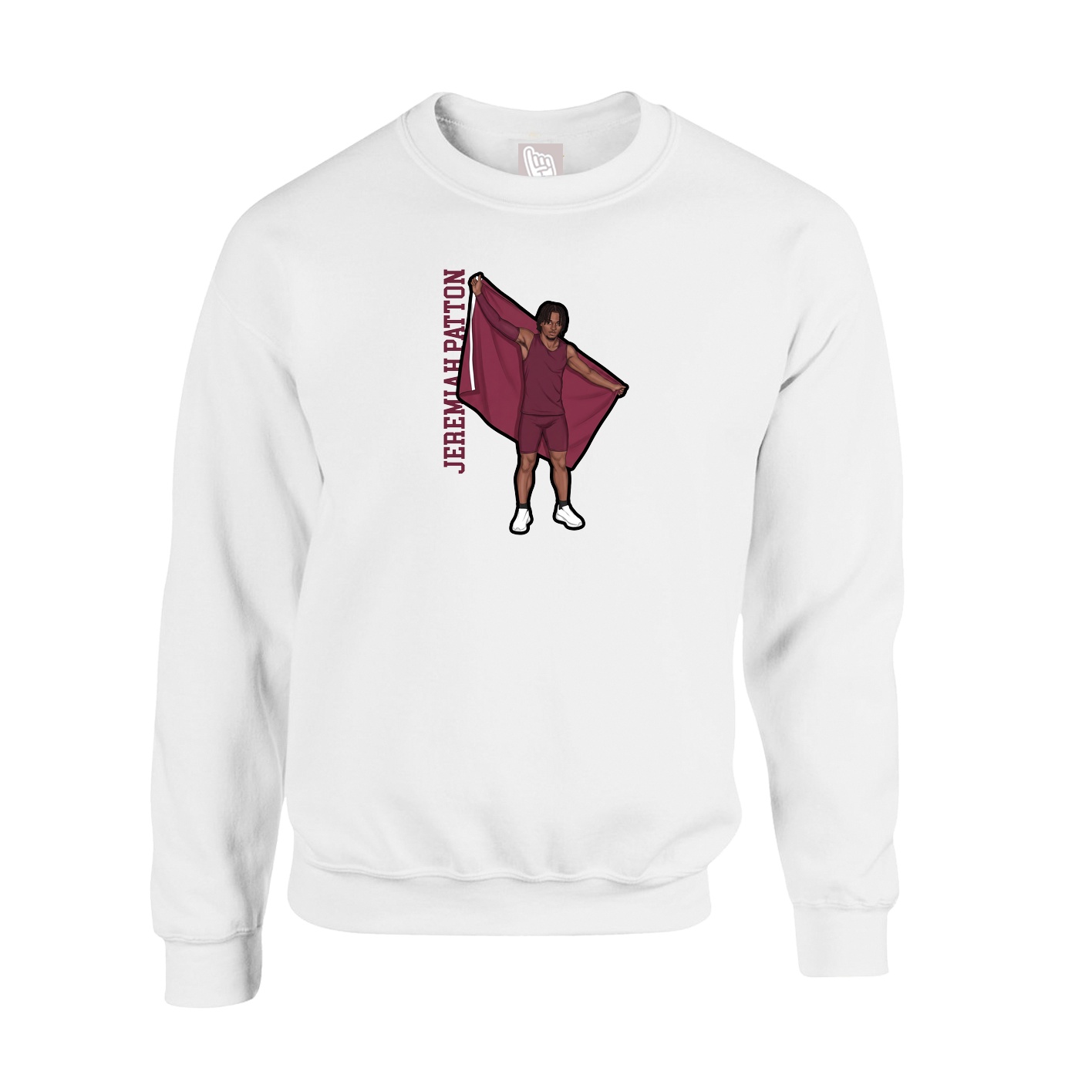 Fleece Crew — Name Vertical in White