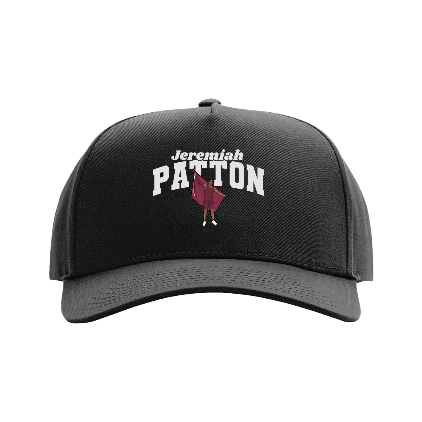Full Fabric Five-Panel Champ Cap — Signature Arch in Black