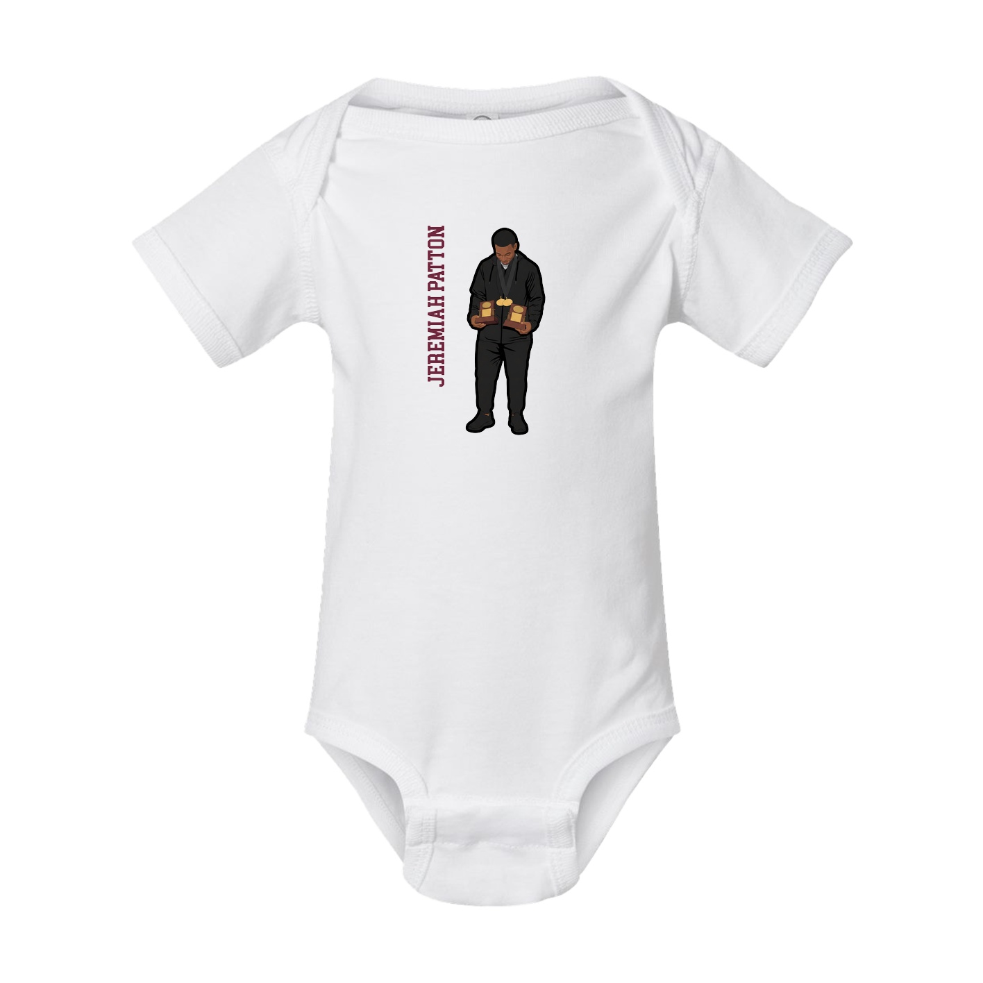Baby Onesie — Name Vertical in White