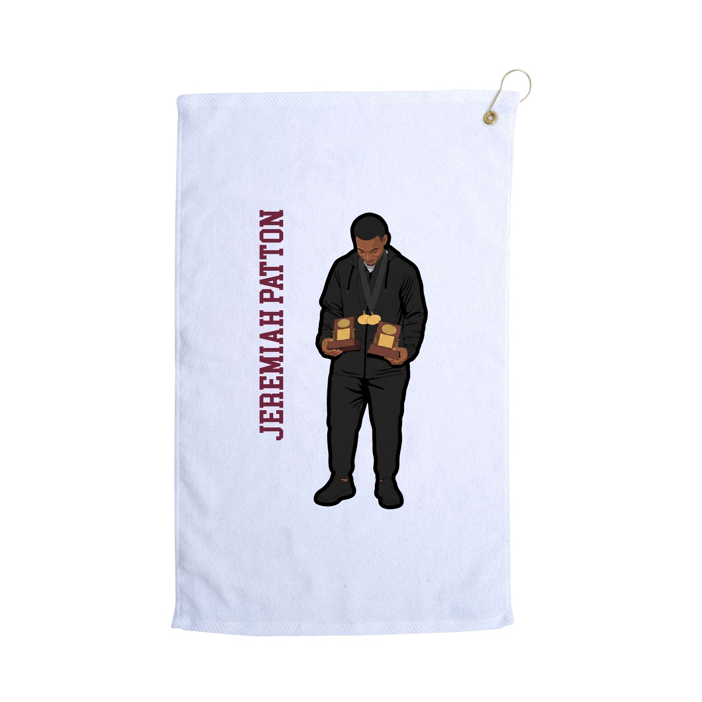 Golf Towel — Name Vertical in White