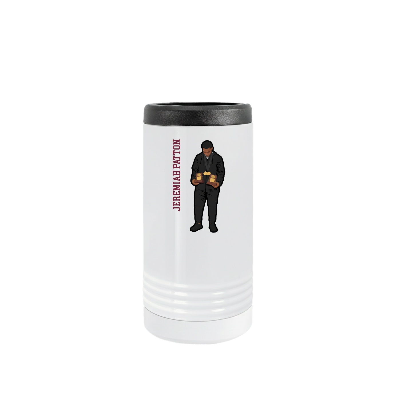 Slim Beverage Holder — Name Vertical in White