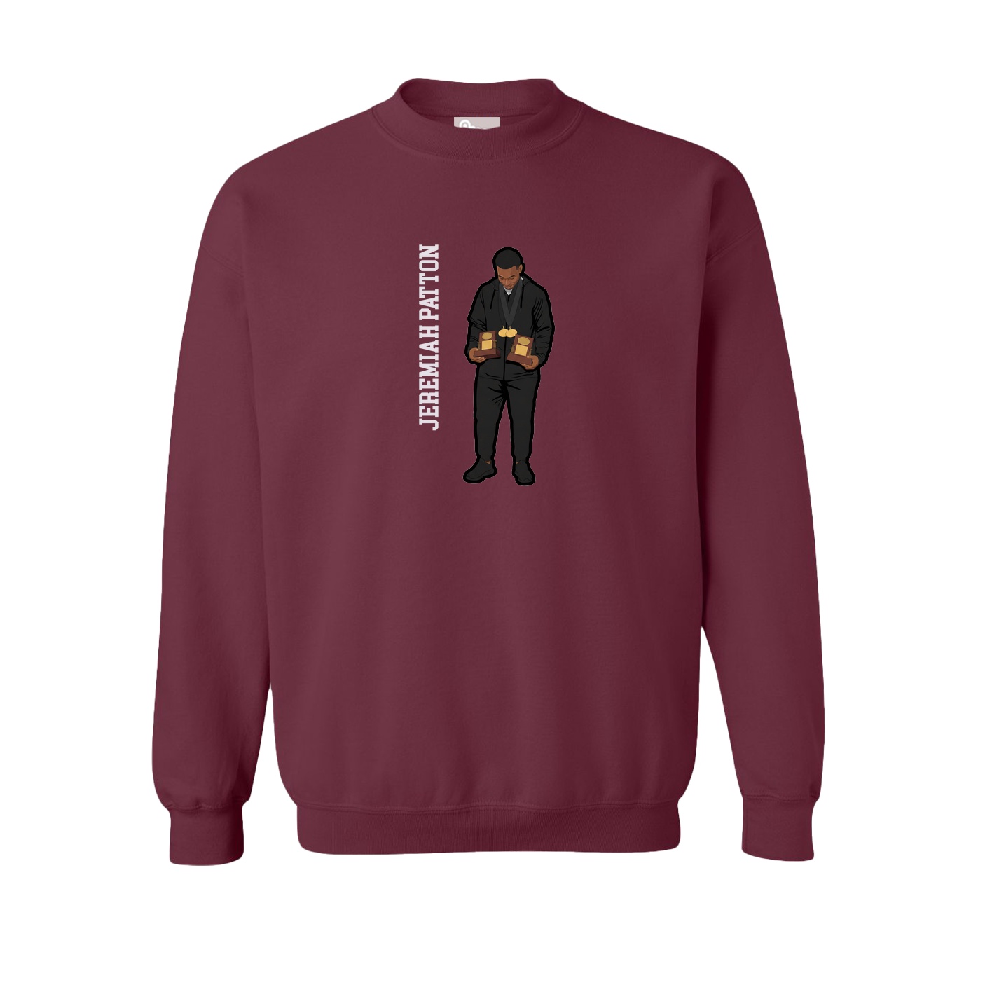 Fleece Crew — Name Vertical in Maroon