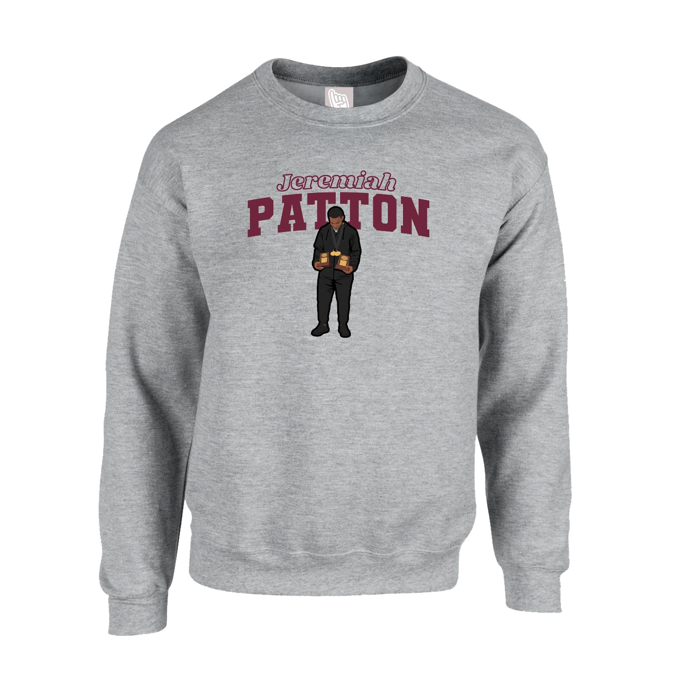 Fleece Crew — Name Arch in Grey