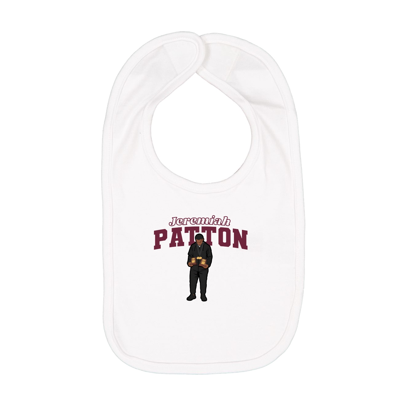 Infant Bib — Name Arch in White