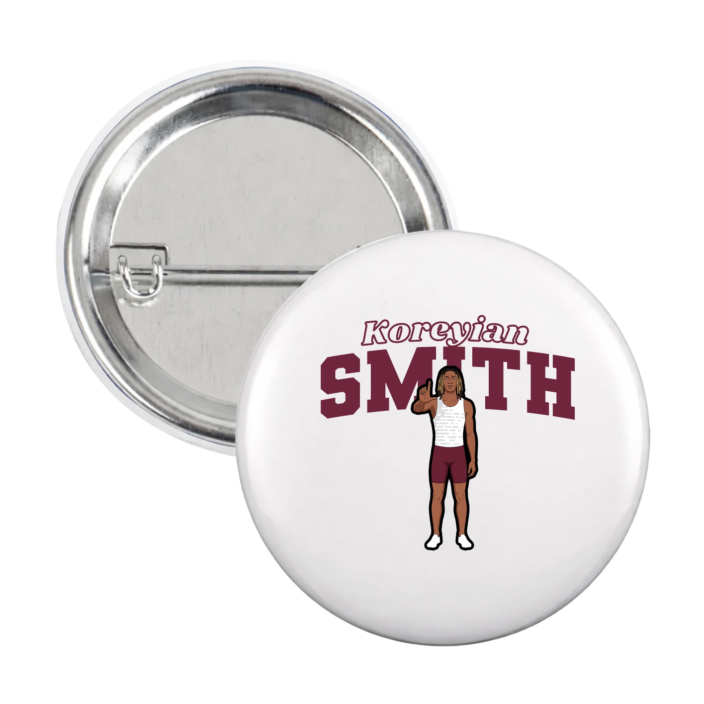 Game Day Button — Name Arch in White