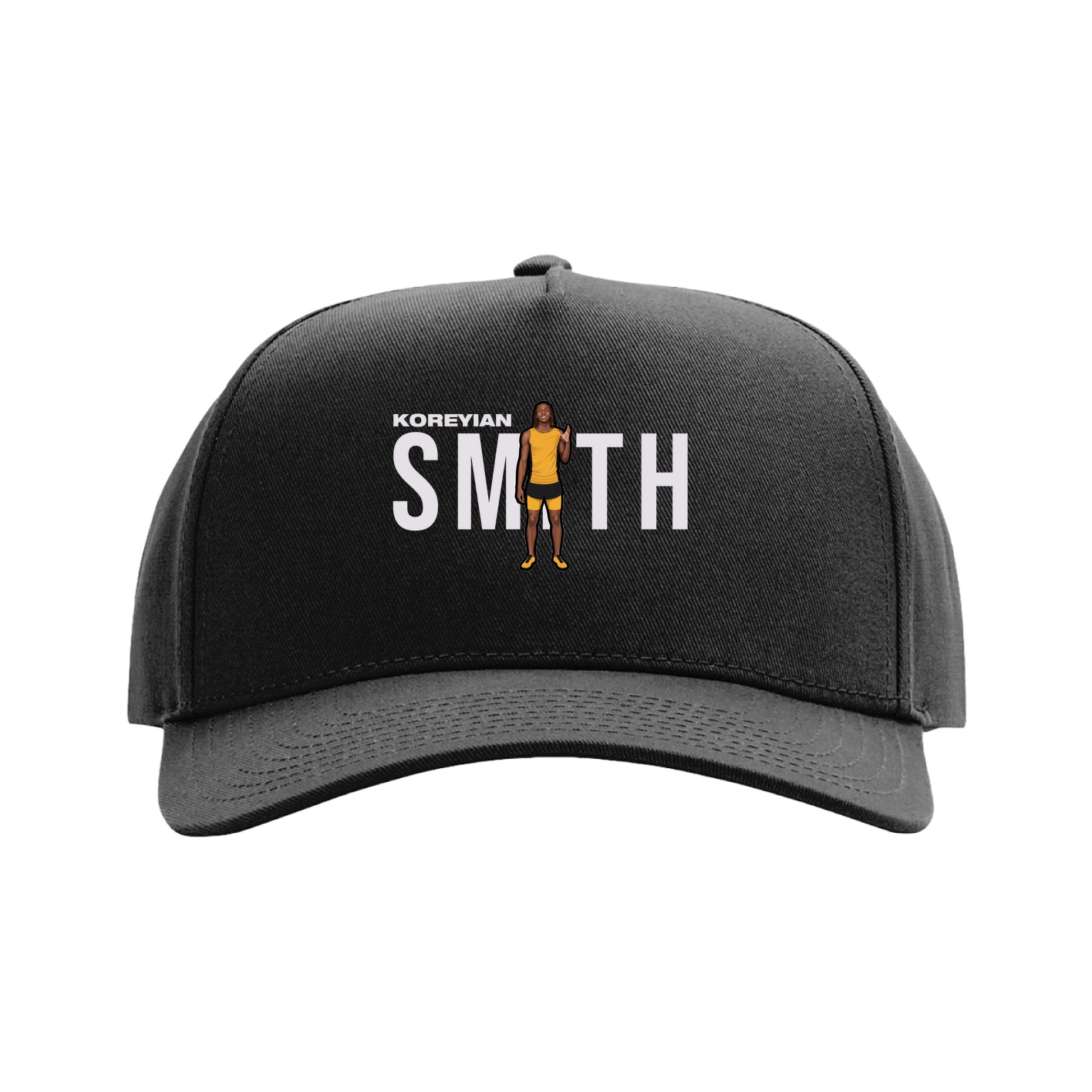 Full Fabric Five-Panel Champ Cap — Player Name in Black