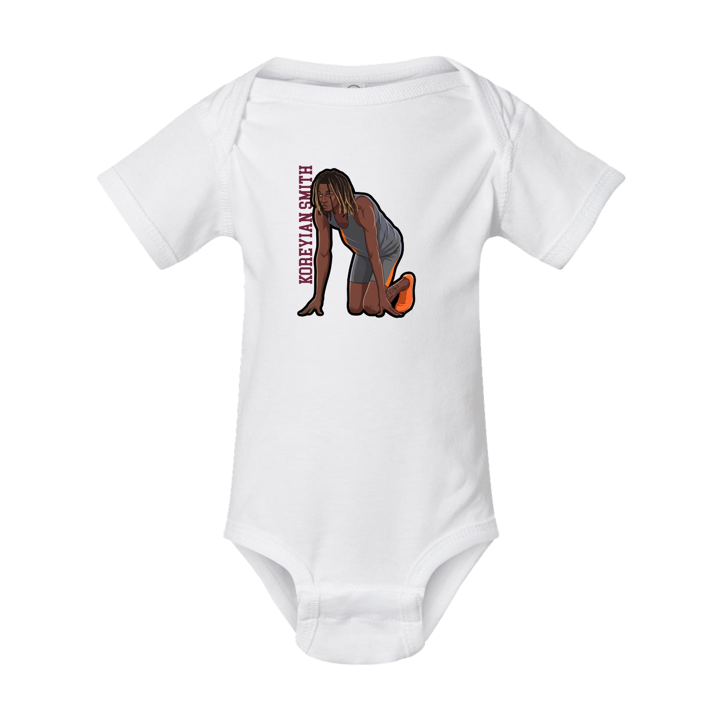 Baby Onesie — Name Vertical in White