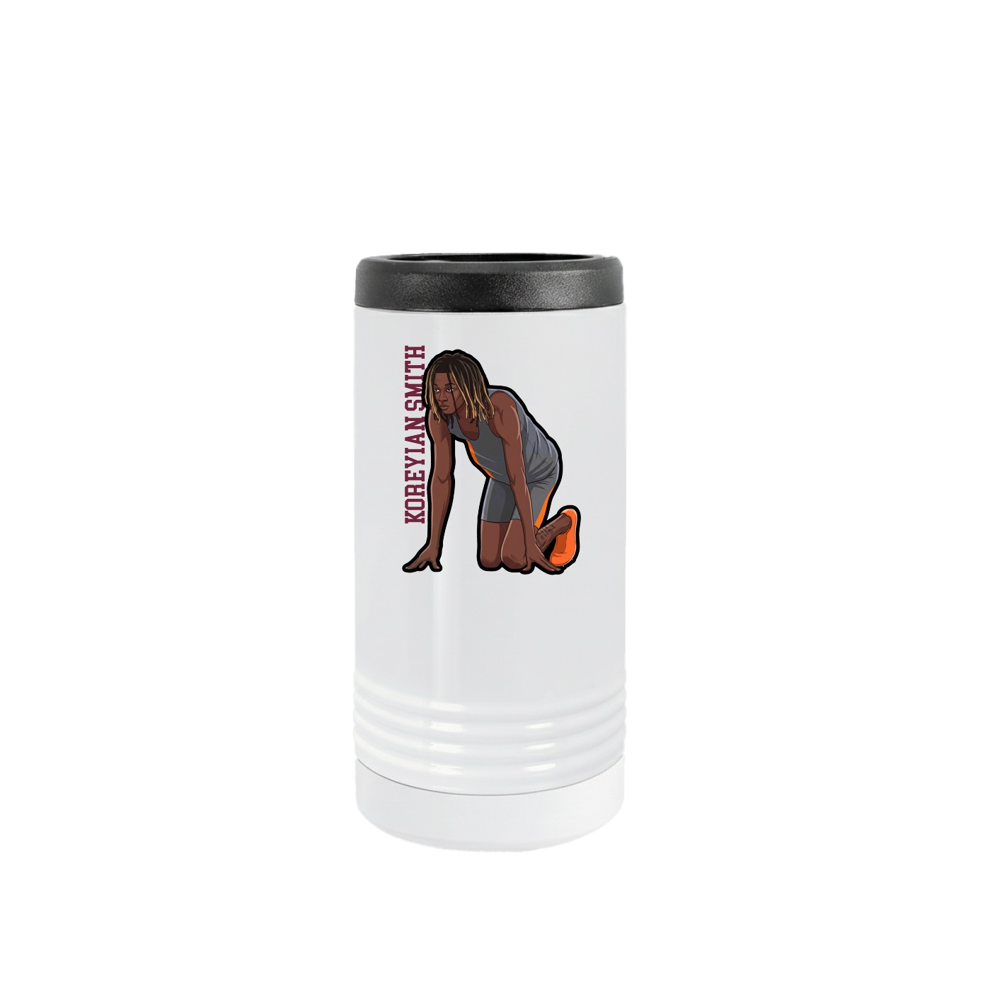 Slim Beverage Holder — Name Vertical in White
