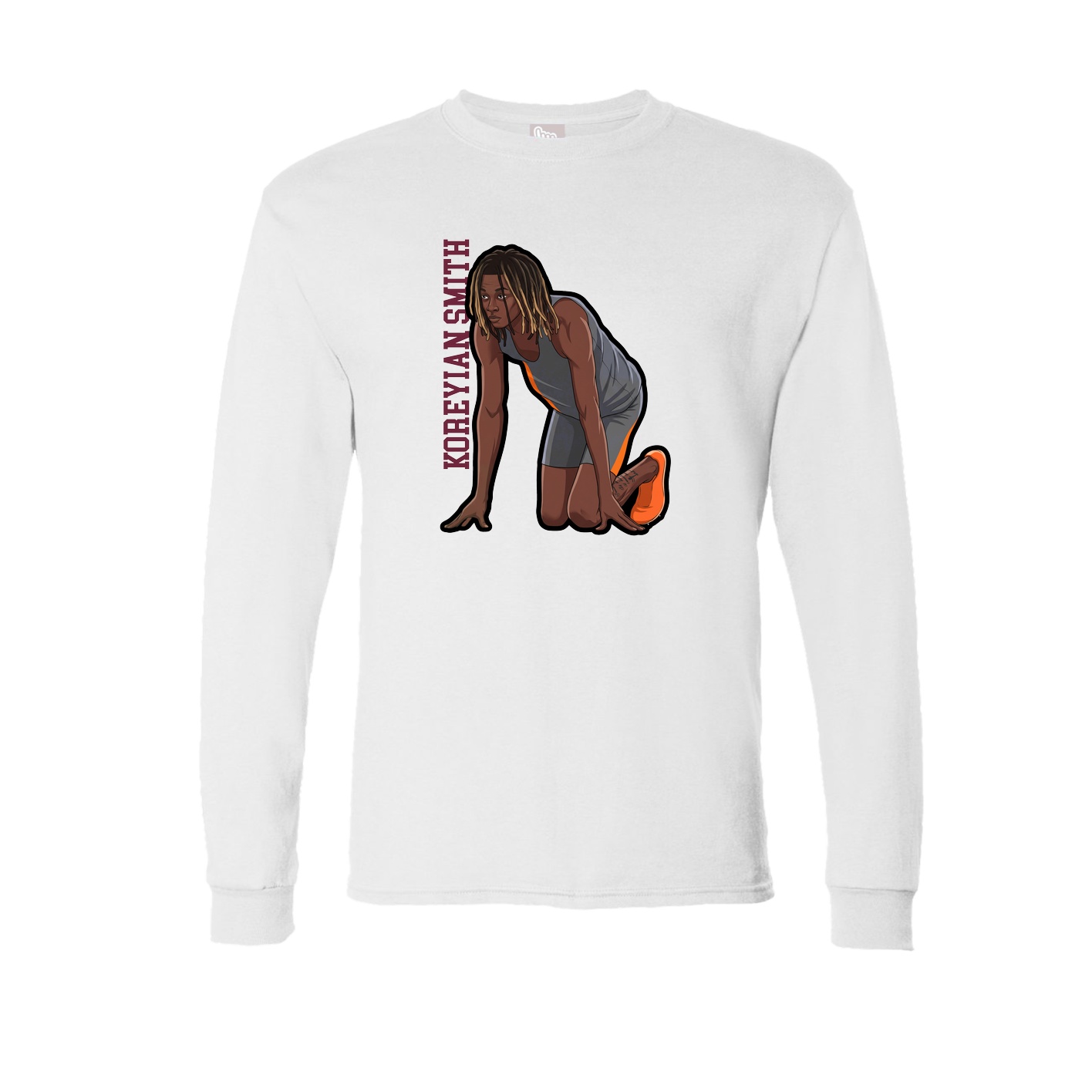 Long Sleeve Tee — Name Vertical in White